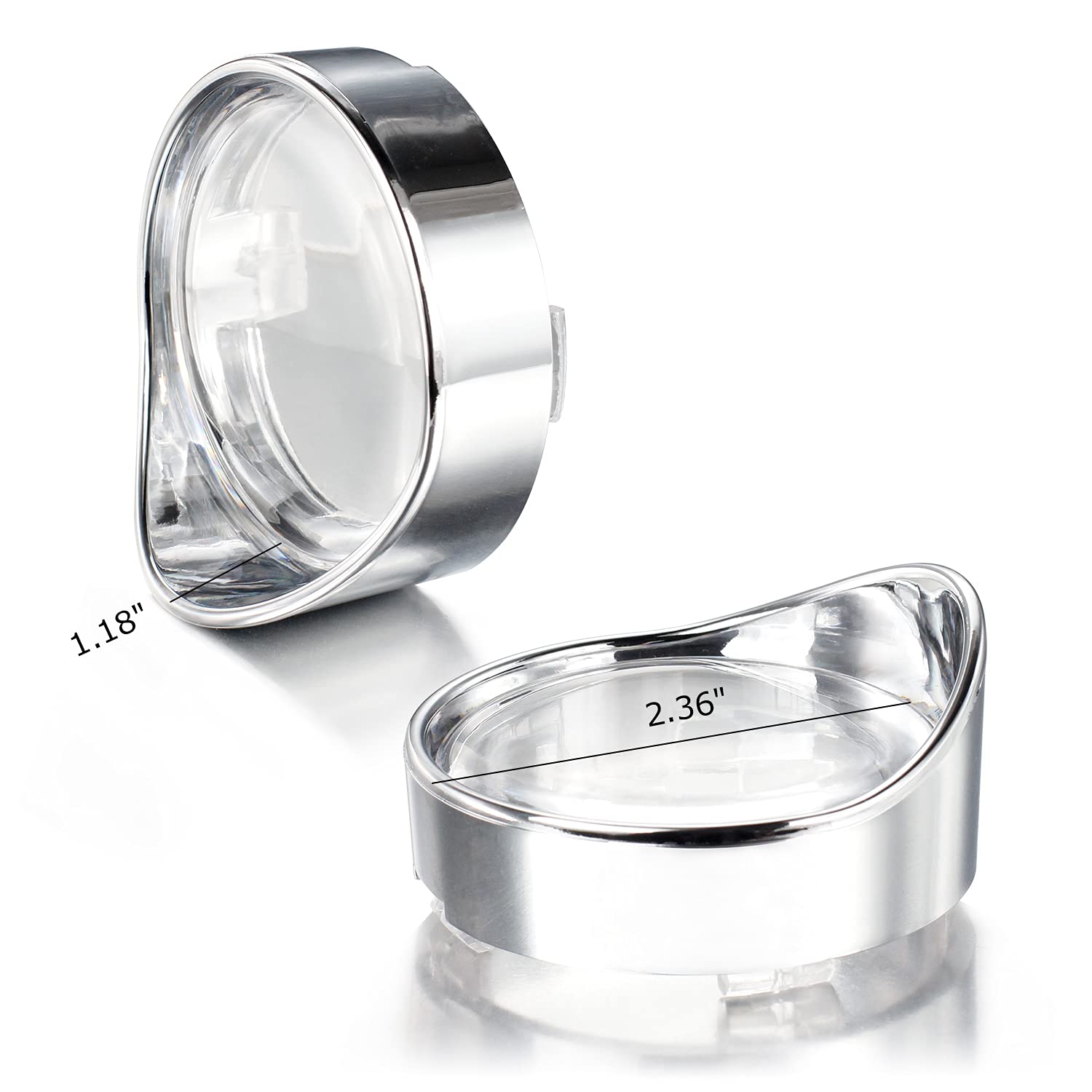 Nthreeauto 2 Inch Clear Bullet Turn Signal Lens Cover With Chrome Visor Bezels Compatible With Harley Sportster Dyna Road King S