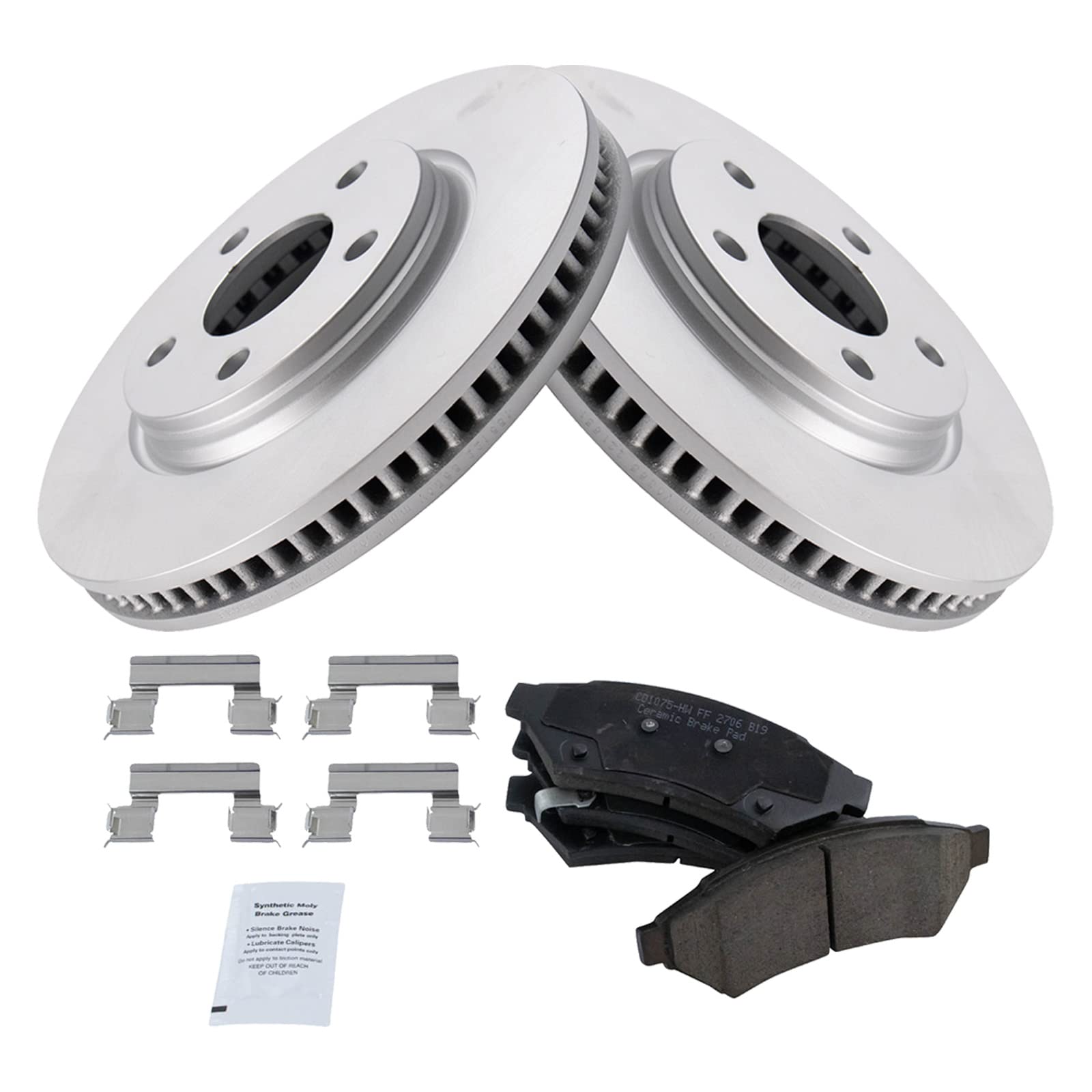 Trq Front Brake Pad & Rotor Kit Brake Pads Brake Rotor Ceramic Premium G-Coated Compatible With 2005-2008 Buick Lacrosse 2005 Te