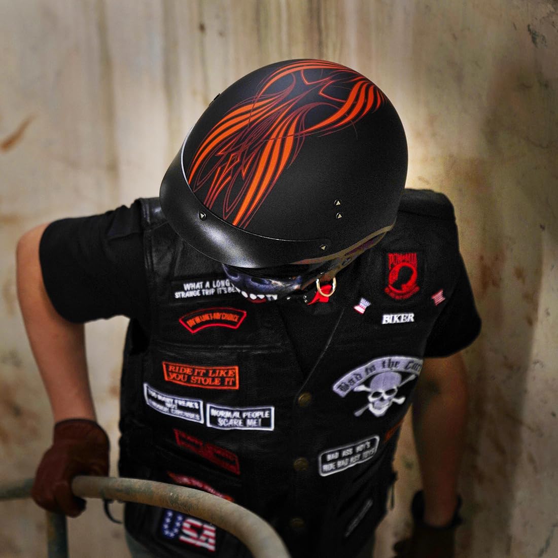 Vcoros Motorcycle Half Face Helmet Sun Visor Quick Release Buckle Dot Approved Helmets For Men Women (Angel, L)