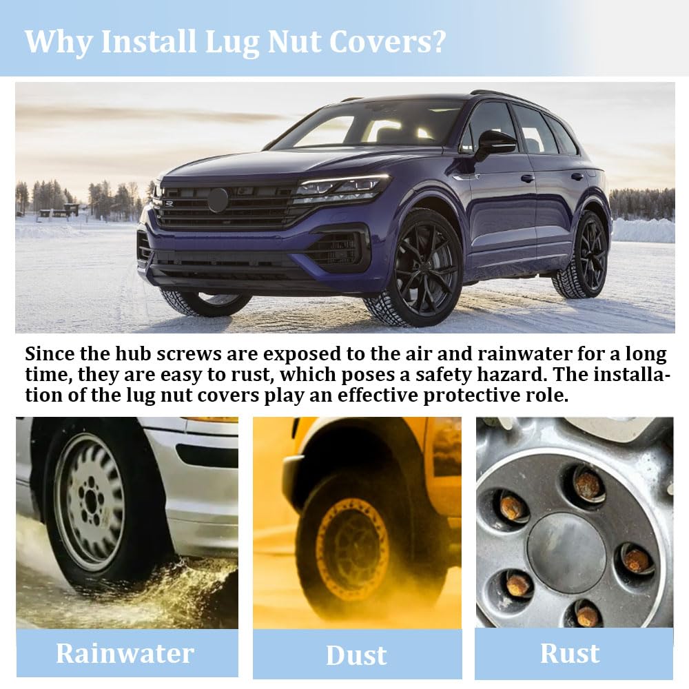 Dkvudho 20Pcs 17Mm Wheel Lug Nut Covers Caps + Removal Tool Replacement For Vw Lug Nut Cover Jetta Beetle Passat Gti Cc Wheel Bo