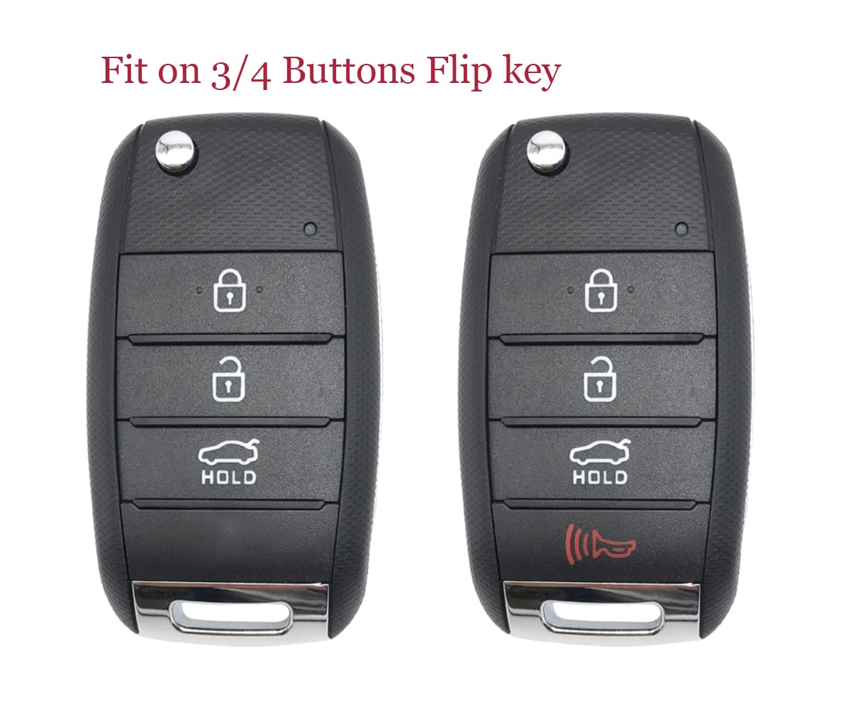 Vurbemes Tpu Key Fob Cover Case With Keychain Fit For Kia Sorento Sportage Rio Soul Forte Optima Carens Picanto Folding Flip Keyless Entry Key Fob (Black)