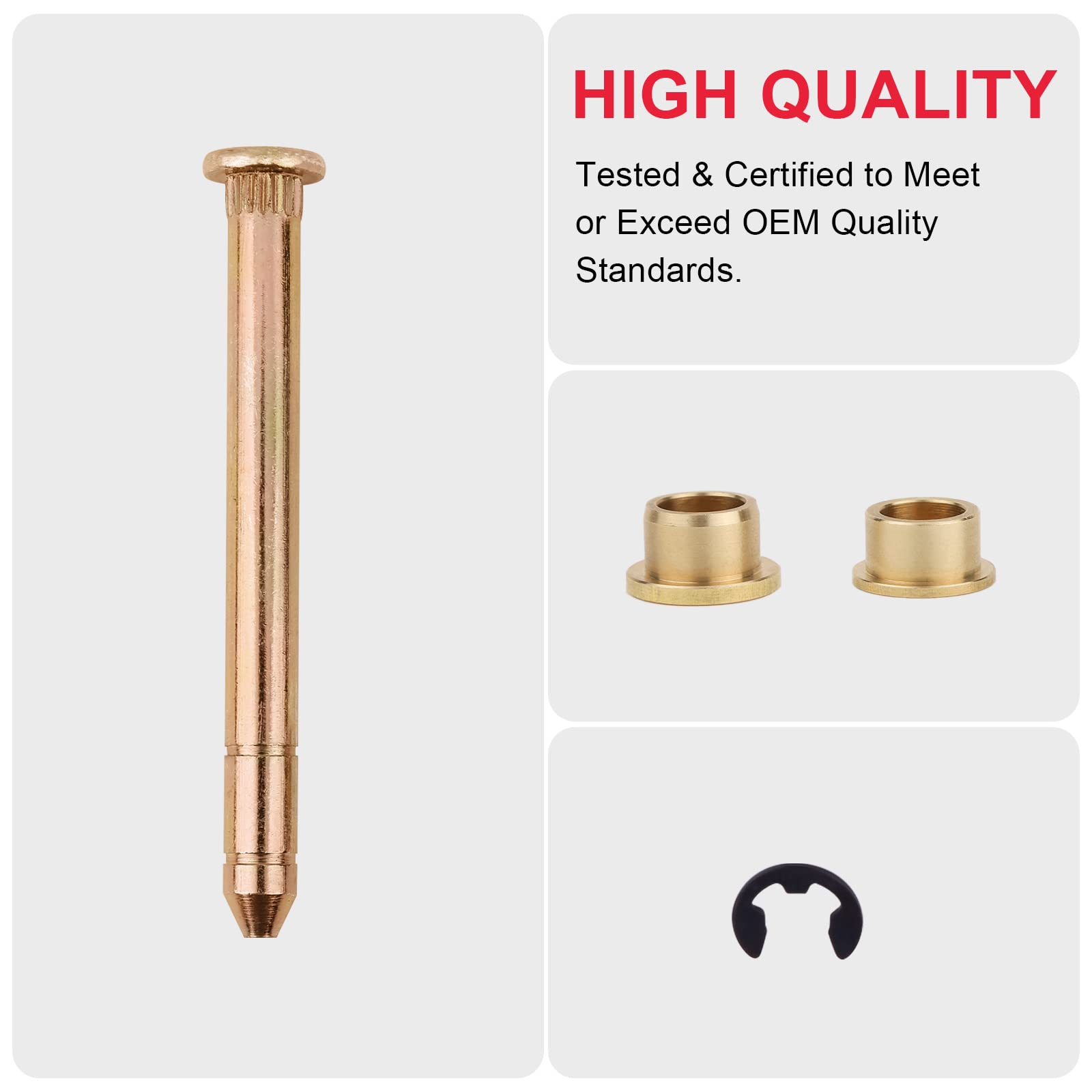 Door Hinge Pin And Bushing Kit Fits For Ford F150 F250 F350 Bronco(2Door - 4Pins,8Bushings And 8Clips)