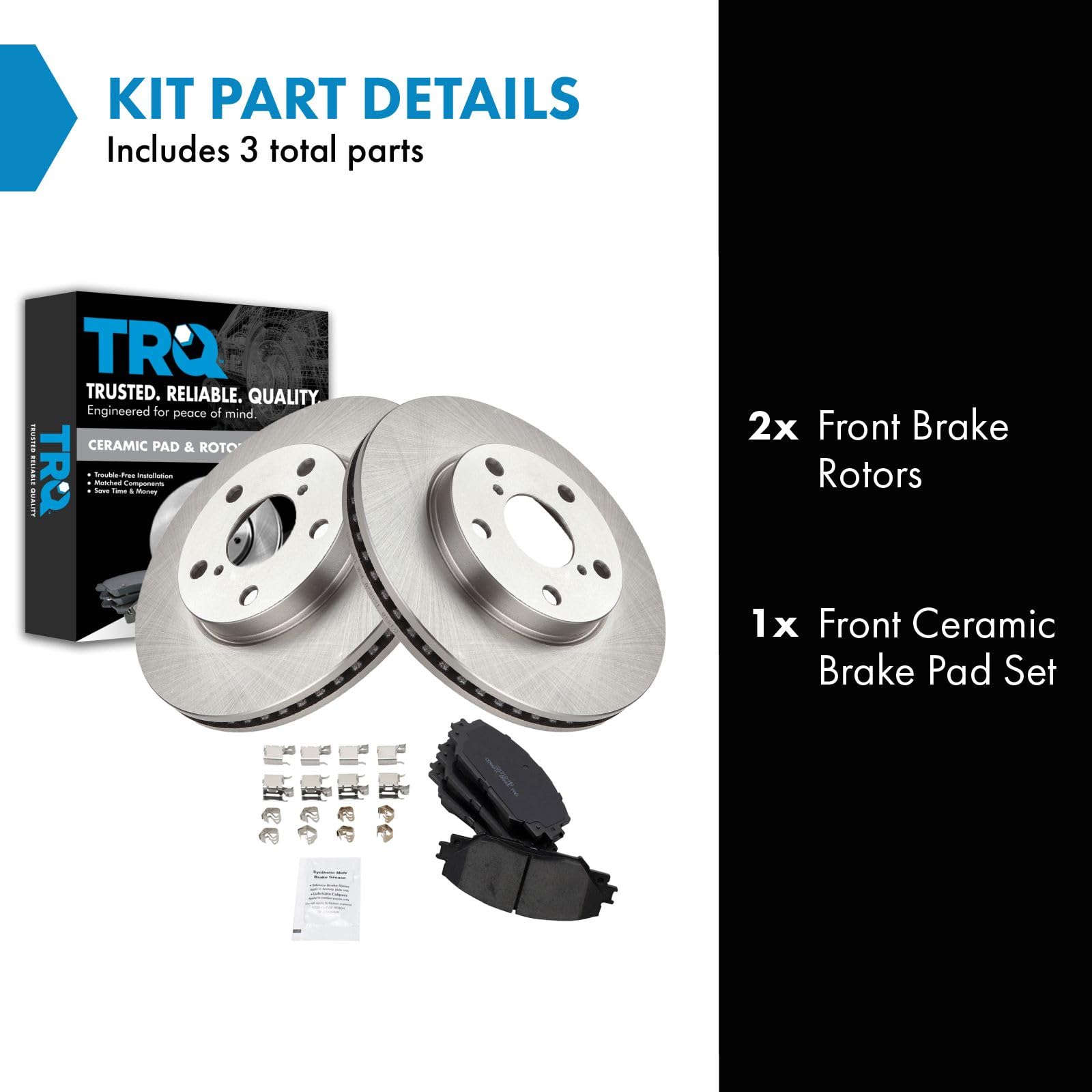 Trq Front Brake Pad & Rotor Kit Brake Pads Brake Rotor Ceramic Compatible With 2010-2012 Lexus Hs250H 2008-2015 Scion Xb 2012-20