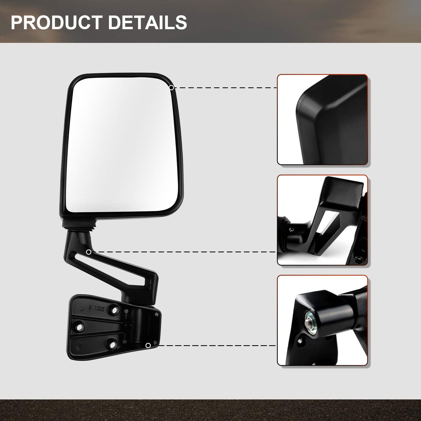 Passenger+Driver Side View Mirror Black Pair Side Mirror Replacement fit for 1987 1988 1989 1990 1991 1992 1993 1994 1995 1997 1