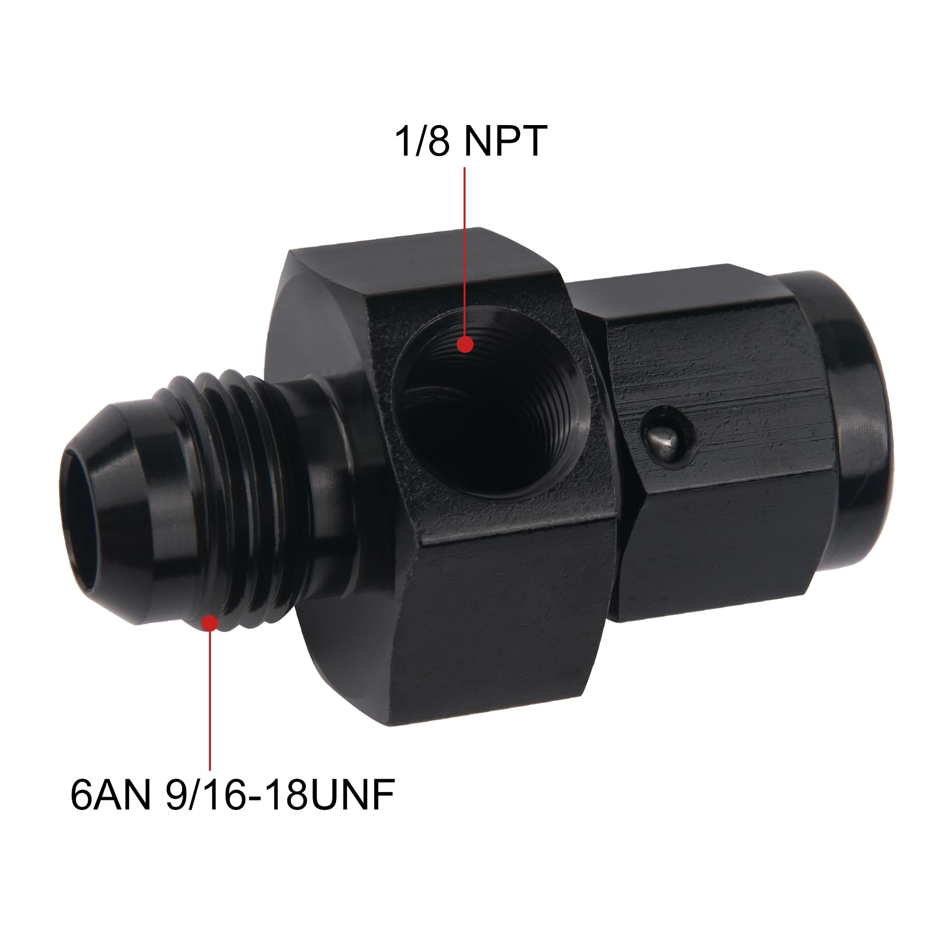 Evil Energy 6An Male Flare To -6 Female Swivel With 1/8 Npt Gauge Port Fuel Pressure Take Off Fitting Adapter Aluminum