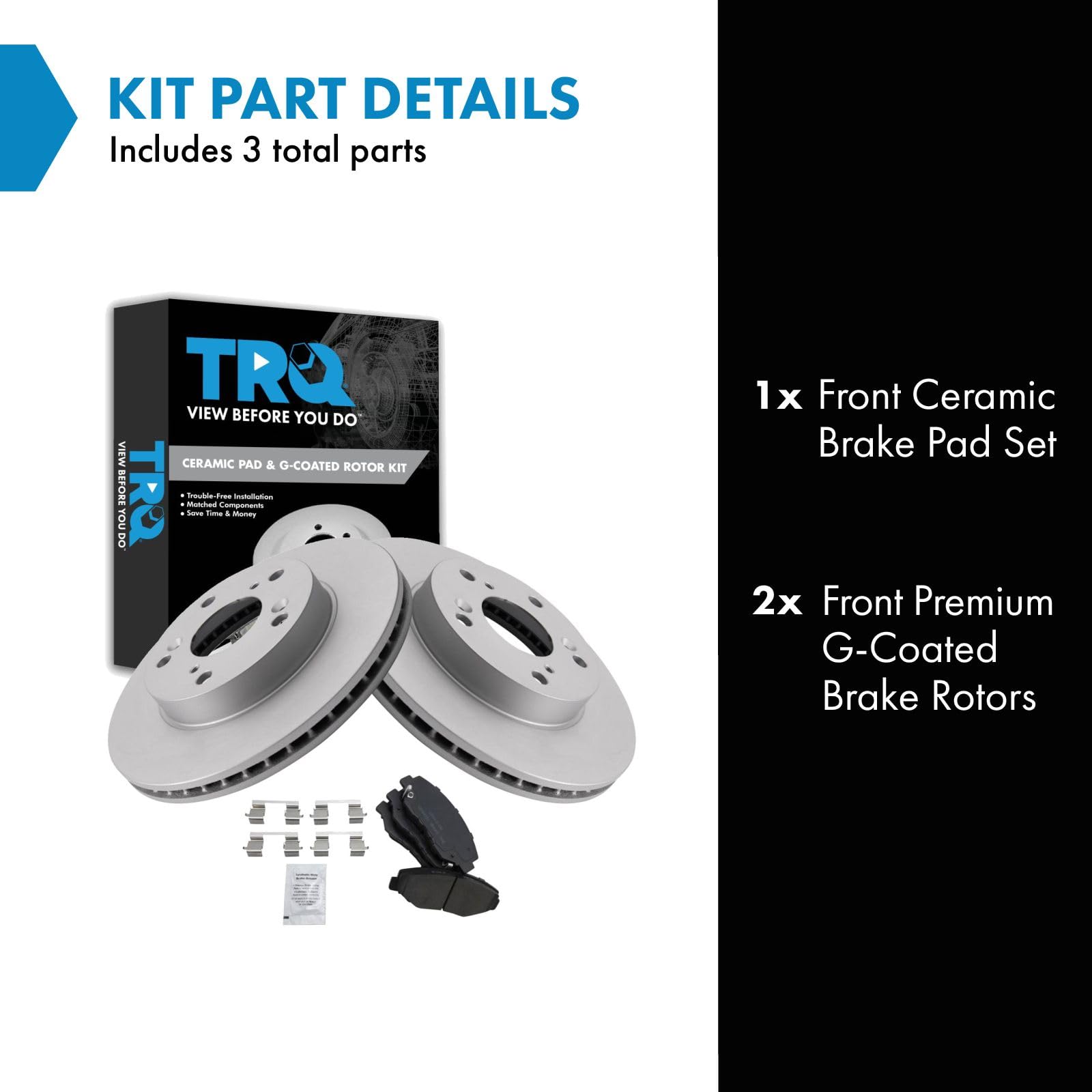 Trq Front Brake Pad & Rotor Kit Brake Pads Brake Rotor Ceramic Compatible With 2013-2014 Acura Ilx