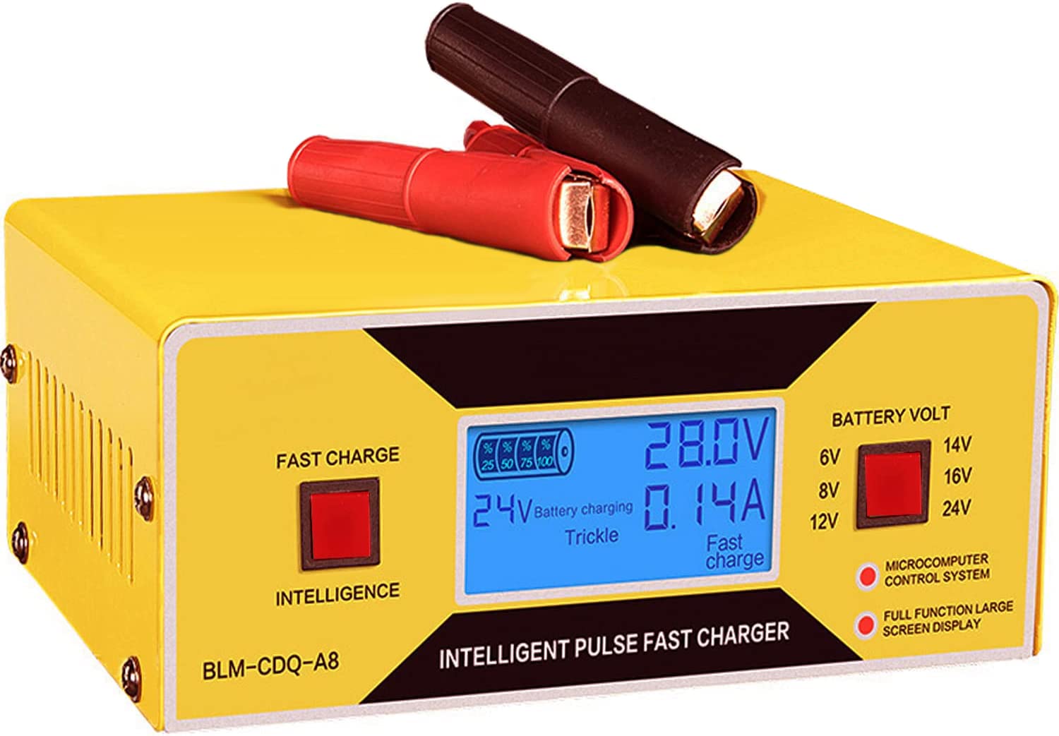 Car Battery Charger Automatic, 6/8/12/14/16/24V Adjustable Voltage Battery Charger 0-10A, Battery Maintainer, Smart Trickle Charger For Golf Cart, Car,Automotive,Motorcycle,Lawn Mower,Marine,Boat,Atv