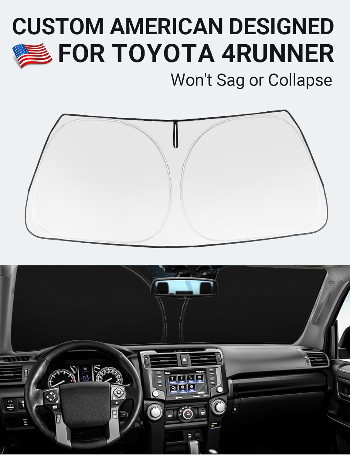 Proadsy 2025 Upgrade Windshield Sun Shade Custom Fit 4Runner 2010-2024 2025 4-Runner 5Th Gen Suv, Sr5 Trail Limited Foldable Front Sunshade Protector Blocks Uv Rays Keep Car Cooler