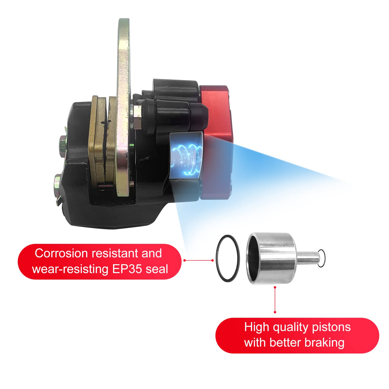 Rear Brake Caliper With Parking Brake Off Block for Honda TRX400 Sportrax 400 TRX400EX 2005-2008 TRX400X 2009-2014, OEM# 43250-H