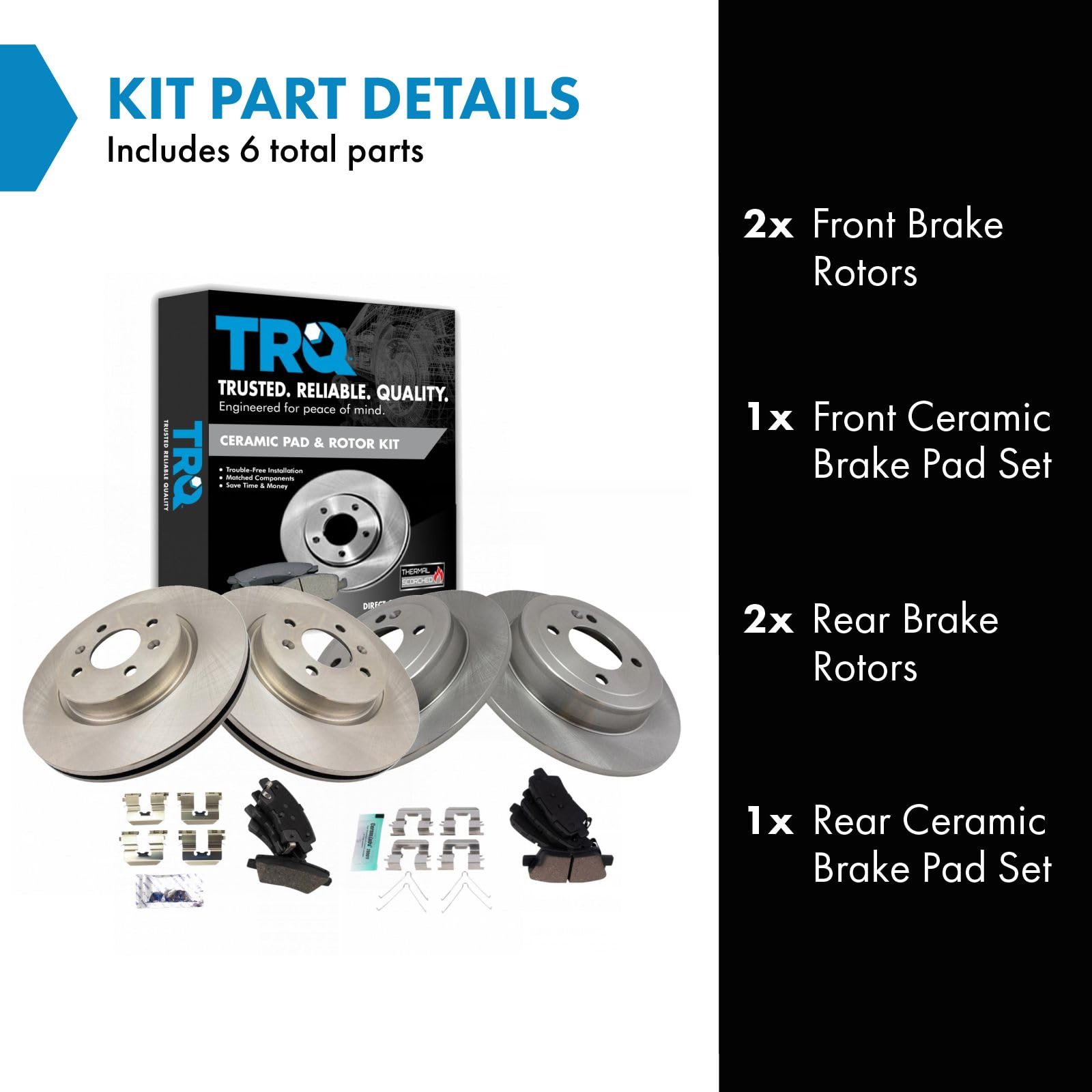 Trq Front & Rear Posi Ceramic Disc Brake Pads & Rotors Kit For Accent Rio