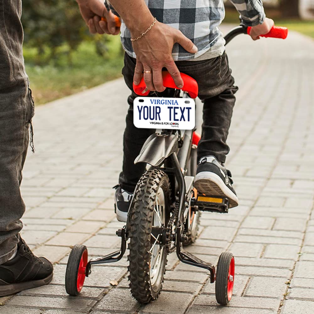 Inkmyplate Personalized Virginia Small License Plate | Bike 6X3 Inch | Select From All 50 States | 3 Sizes | Custom License Plates For Kids Bicycles | Power Wheels | Usa Thick .040 Aluminum