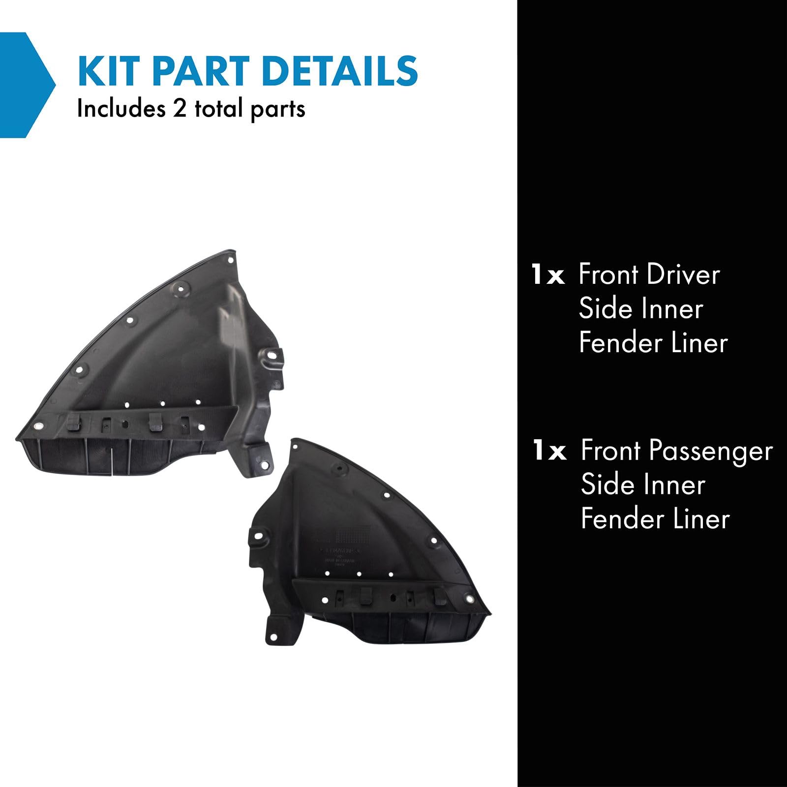 Trq Front Inner Fender Liner Set Compatible With 2016-2022 Mazda Cx-9 Ma1250122 Ma1251122