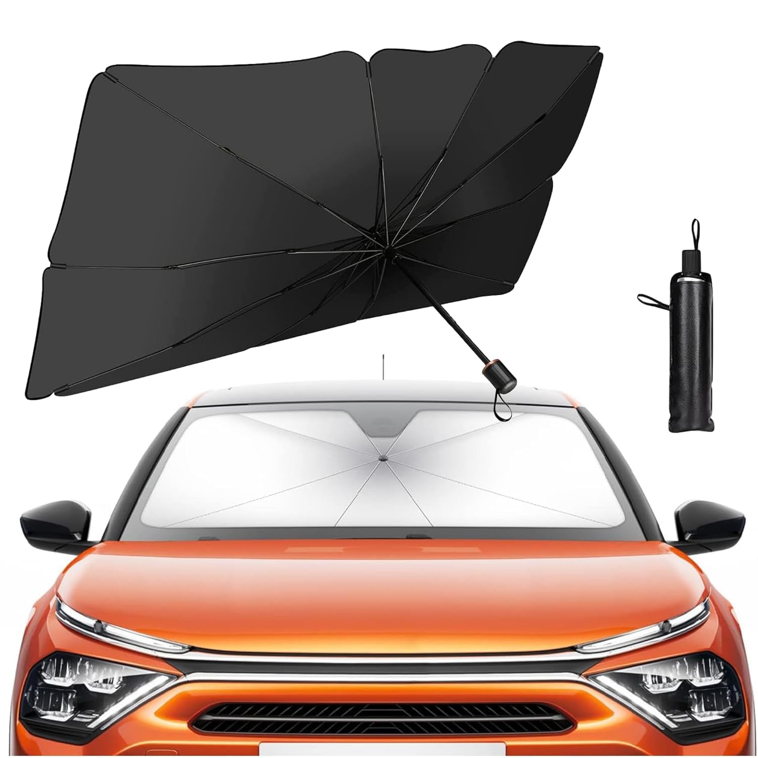 Zorzel Car Sun Shade Windshield Cover  Umbrella Sun Shade for Cars Front Window  Foldable Sunshade  Protect Car from Sun Rays