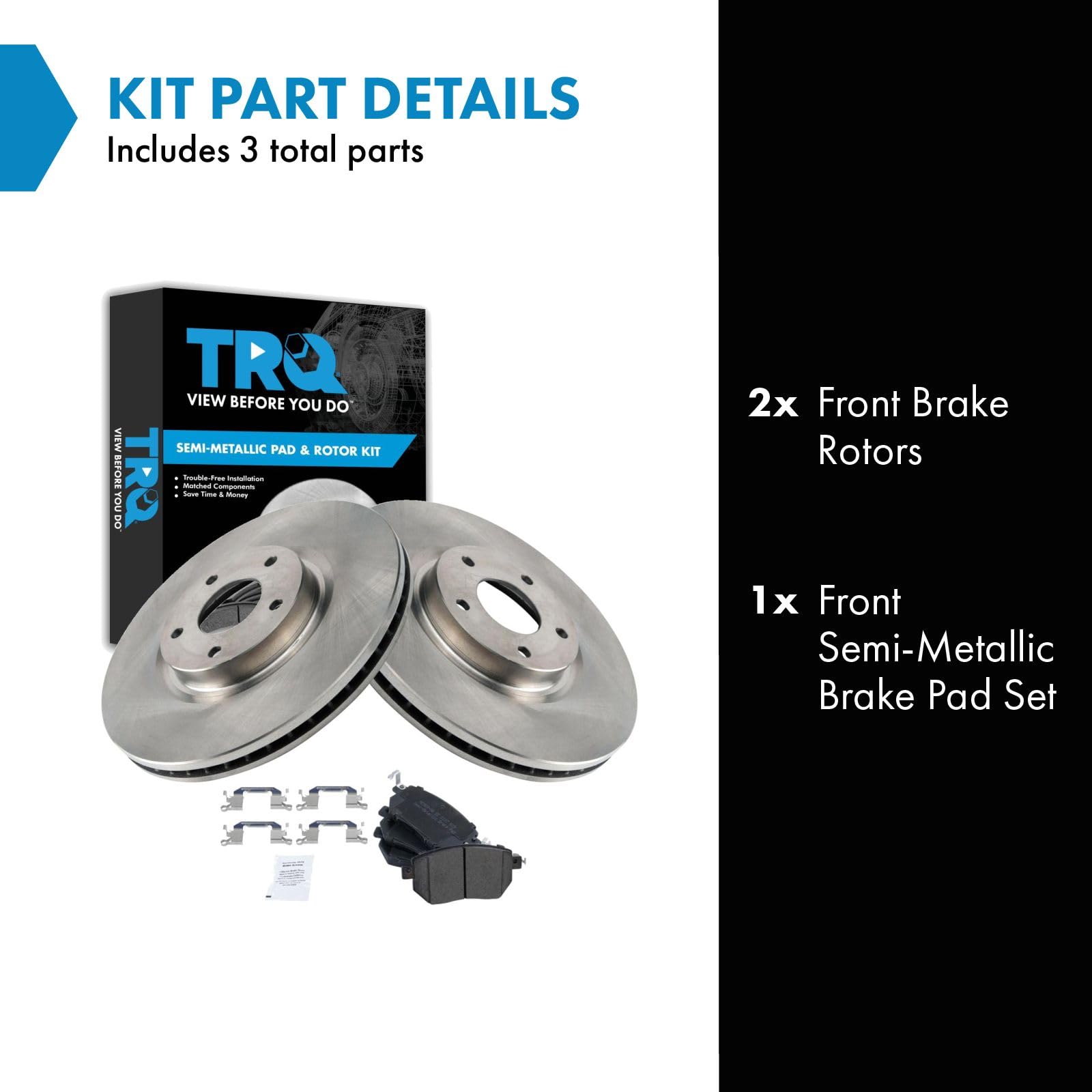 Trq Front Brake Pad & Rotor Kit Brake Pads Brake Rotor Semi-Metallic Compatible With 2003-2007 Nissan Murano
