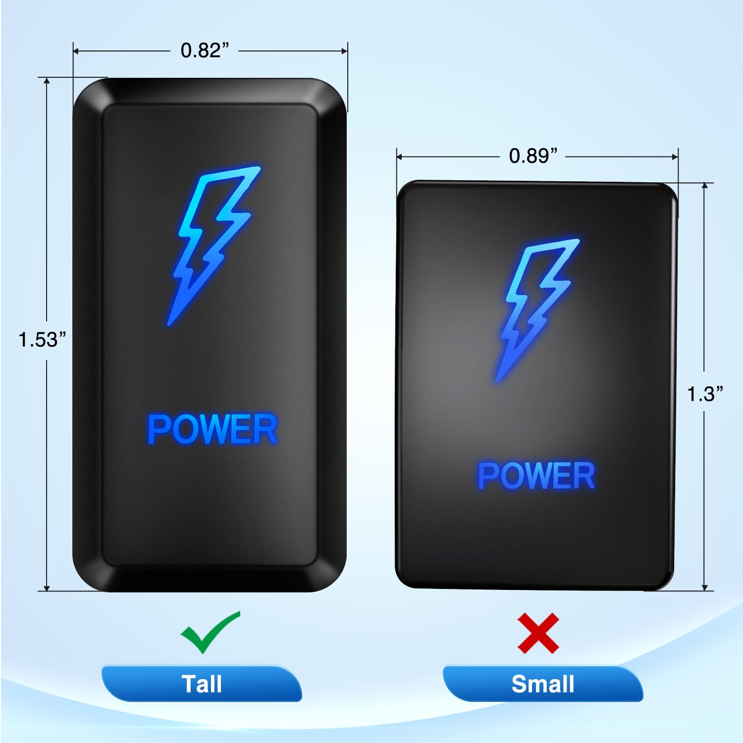 Nilight Power Push Button Switch 12V On Off Switches With Connector Wire Kit 1.54'' X 0.83'' Replacement For Toyota Tacoma Tundr