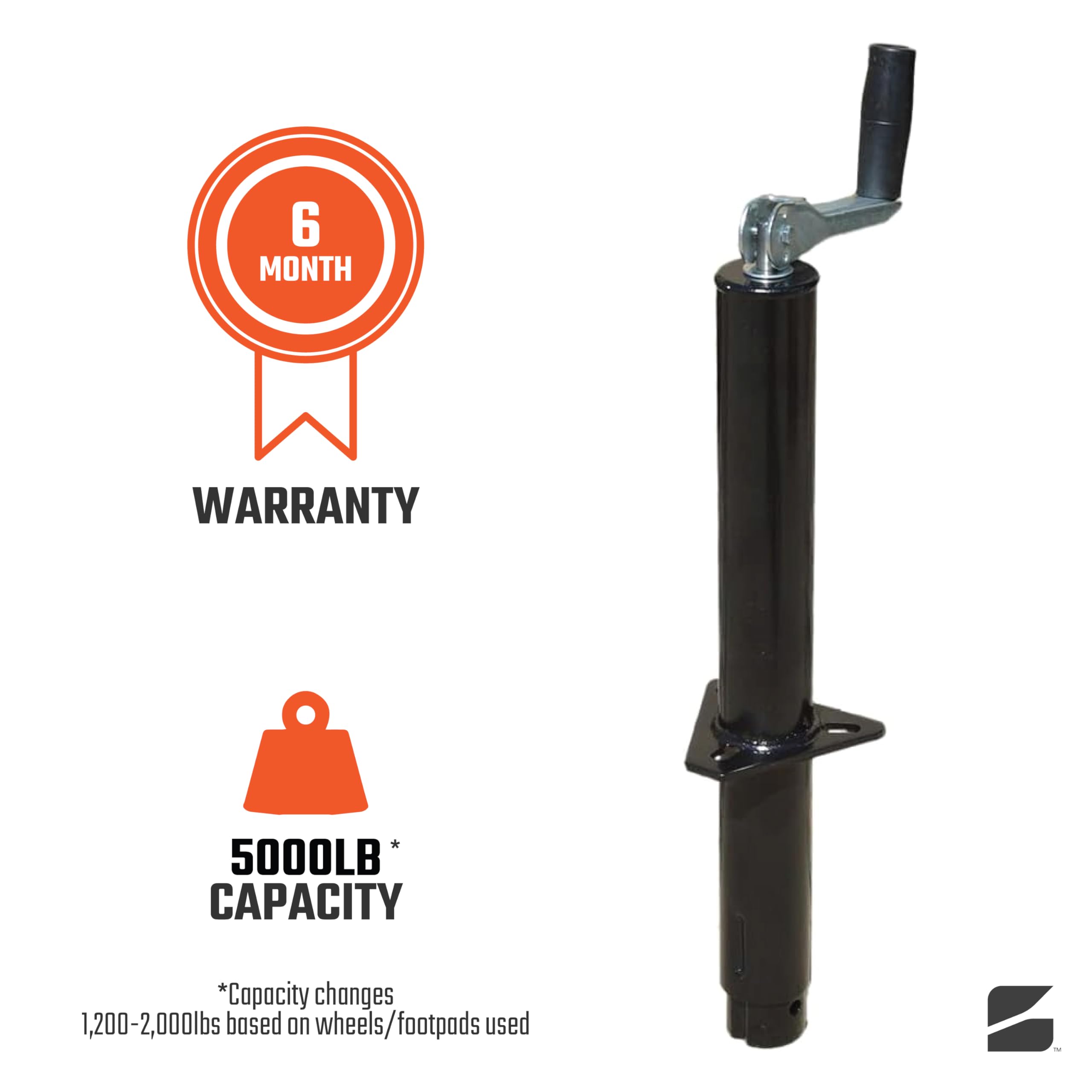 Bastion Distribution Top-Wind A-Frame Trailer Jack | 5000Lb Capacity A-Frame | Great For Trailers, Boats, Campers, & More | Powd