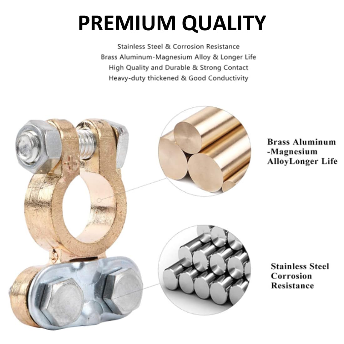 Tnisesm 1Pair Battery Terminal Set Brass With Anti-Corrosion Washers, Positive Negative Battery Terminals Connectors Clamps For Boat Yacht Camper Truck Car Vehicle Dt-7