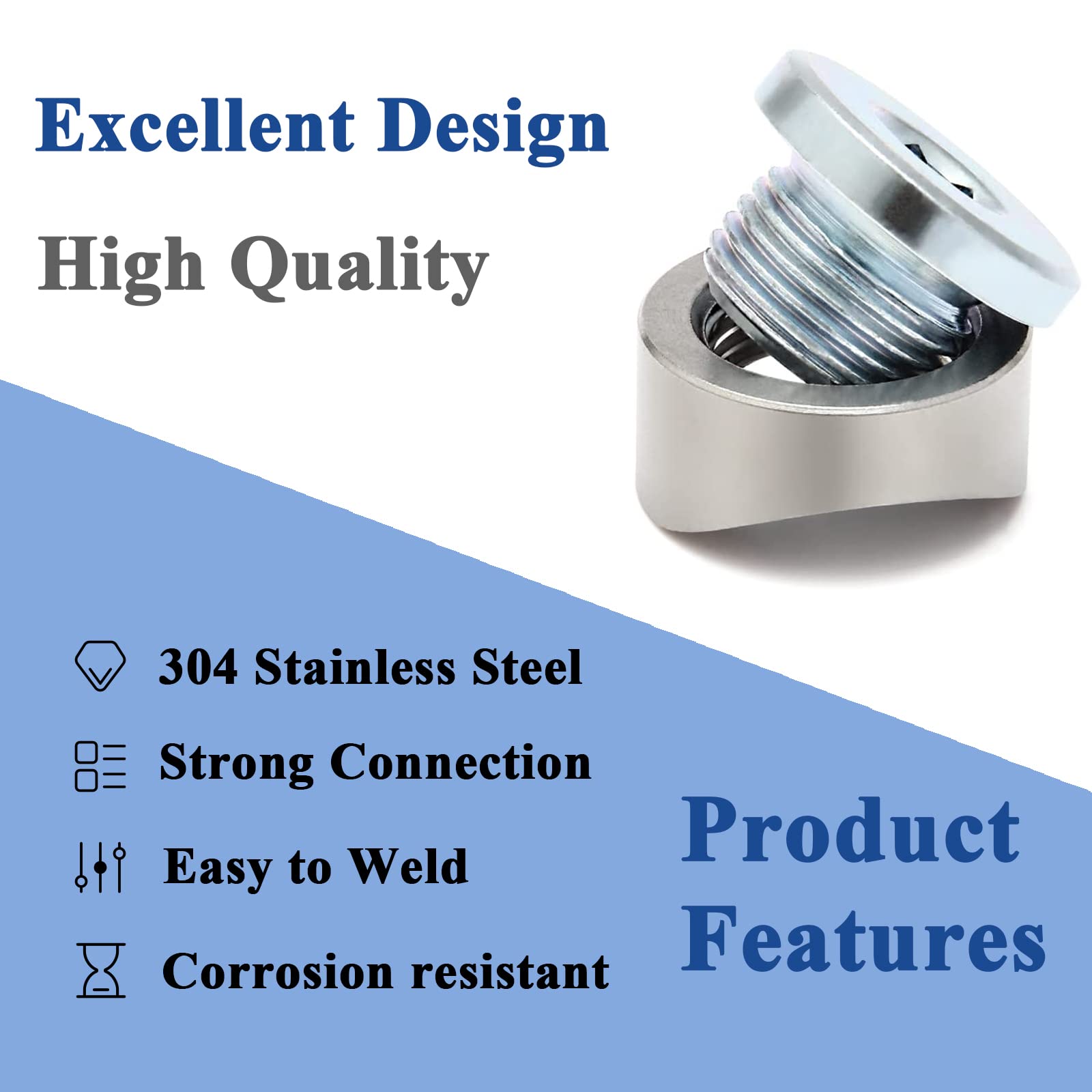 Little Bamboo Stainless Steel Oxygen Sensor Mounts and Plugs - M18 X 1.5 Thread Notched Style Fitting Bungs for 3 inch Pipe - 6