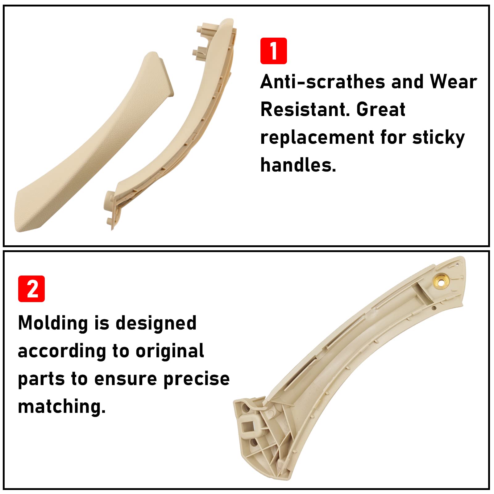 Jaronx Compatible With Bmw 3 Series Door Handle E90/E91/E92/E93 2004-2011, 6Pcs Door Pull Handle Replacement Left And Right Interior Door Handle Set For Bmw 318I,320I,323I,325I,328I,330I,335I(Beige)