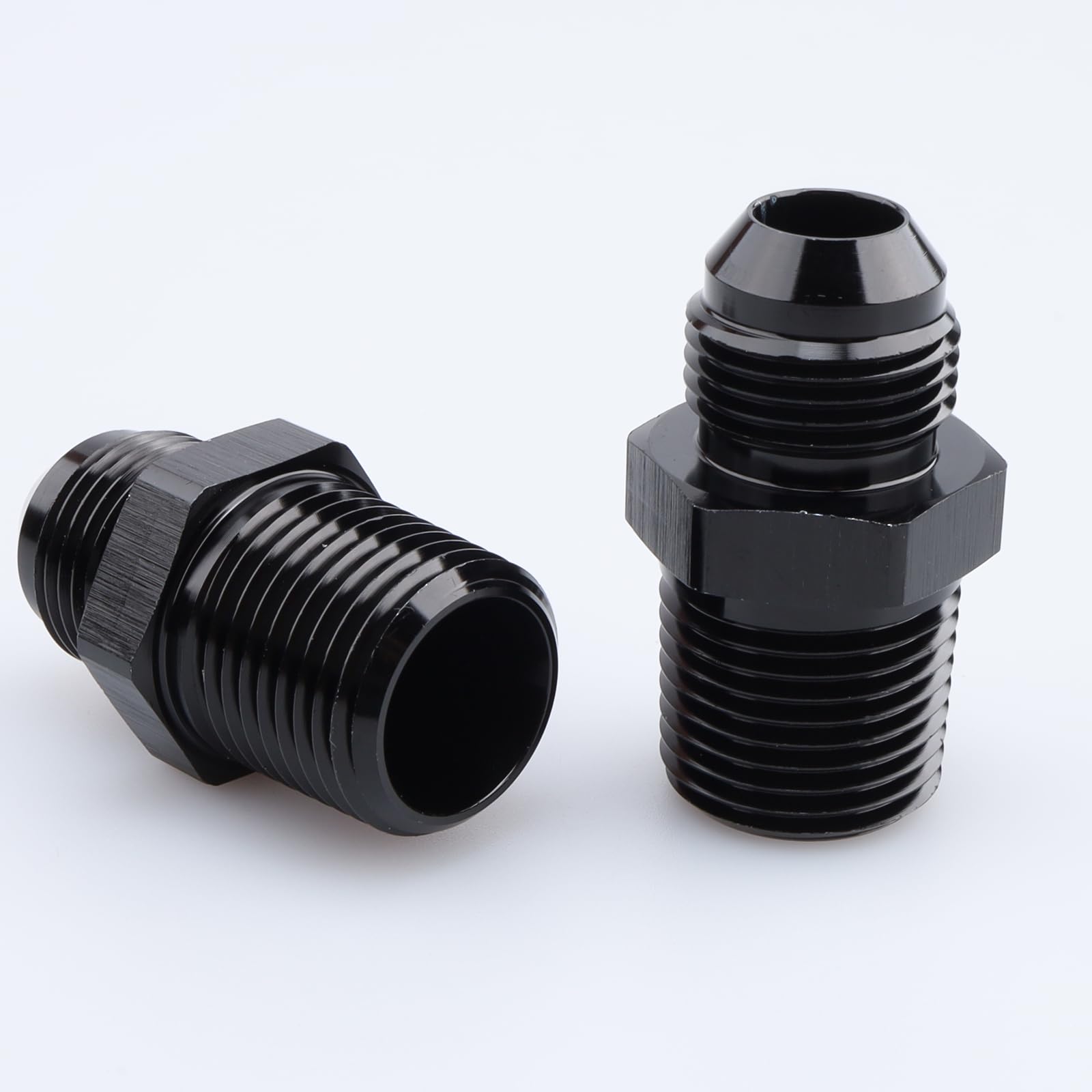Ac Performance Male 1/2'' Npt To -8 An Flare Adapter Straight Aluminum Black, Pack Of 2