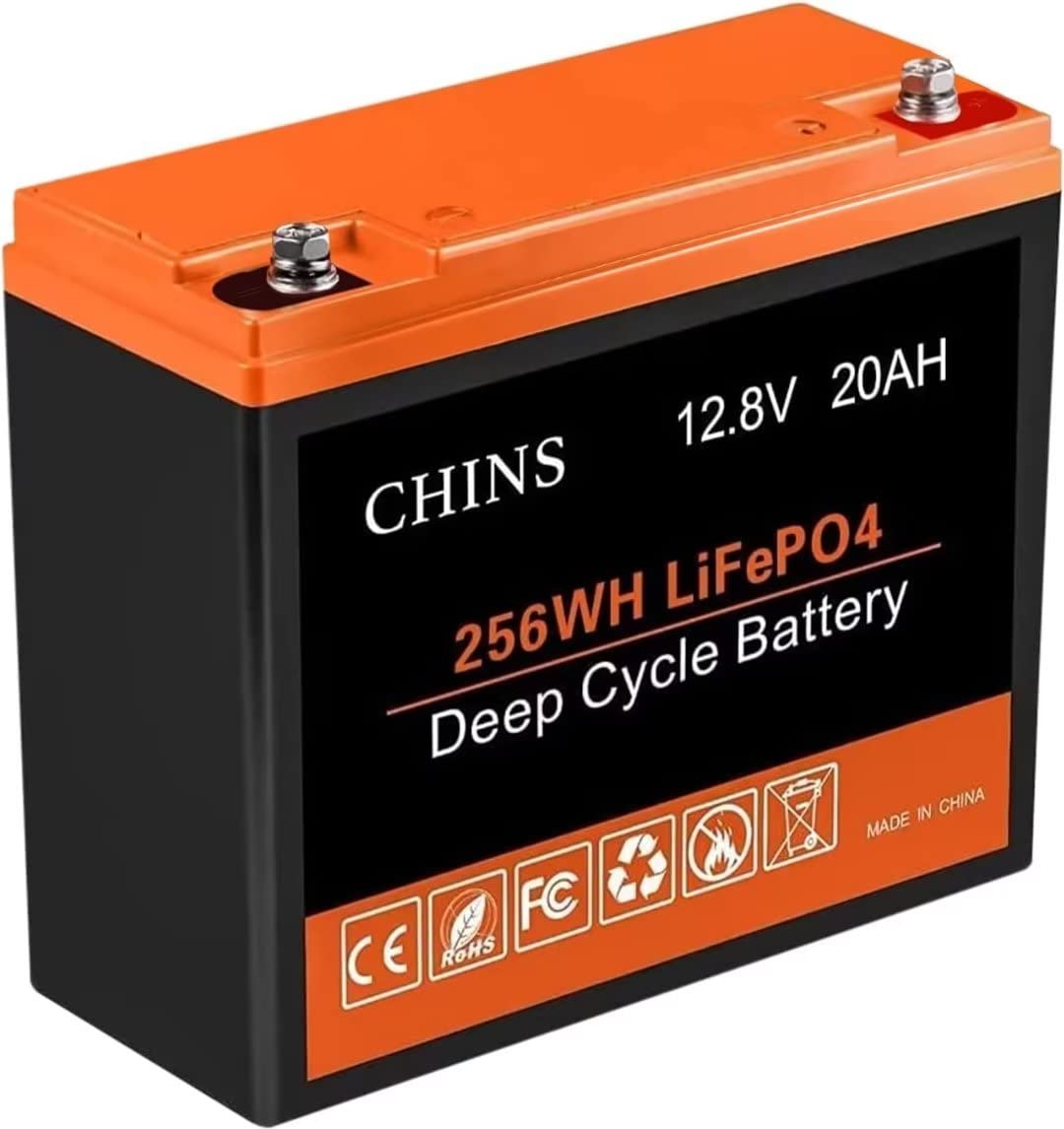 Chins Lifepo4 Battery 12V 20Ah Lithium Battery - Built-In 20A Bms, 2000~5000 Cycles, Perfect For Replacing Most Of Backup Power,