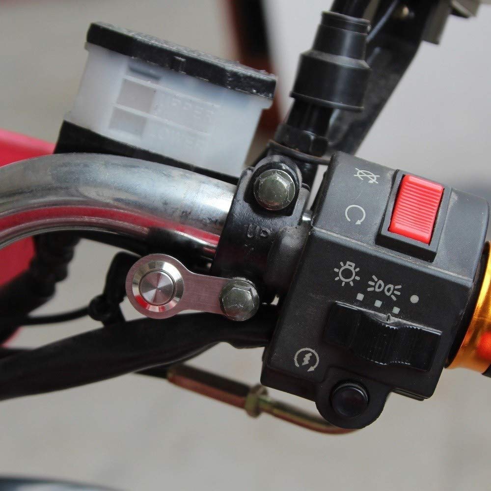 Rayana Universal Stainless Steel Led Motorcycle Switch Horn Handlebar Adjustable Mount Waterproof Switches Button Dc12V Momentary Actions (A-Red-Momentary)