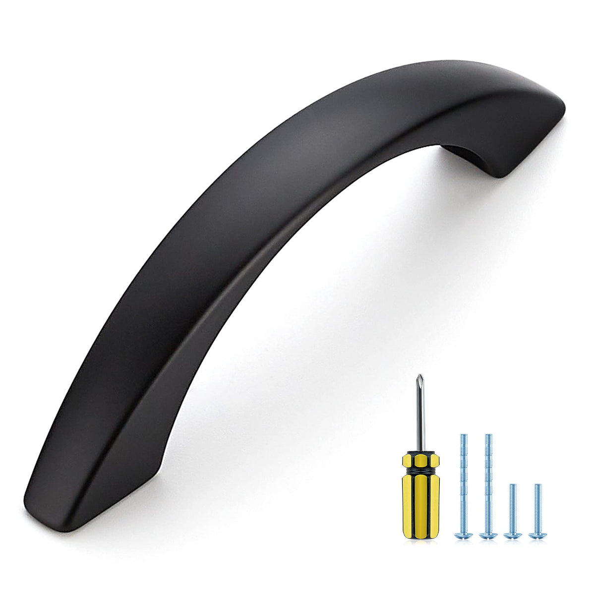 Ravinte 10 Pack Cabinet Pulls 3 Inch Matte Black Curved Drawer Pulls For Kitchen Cupboard Arch Pulls For Dresser Drawer Cabinet Hardware Come With Screwdriver