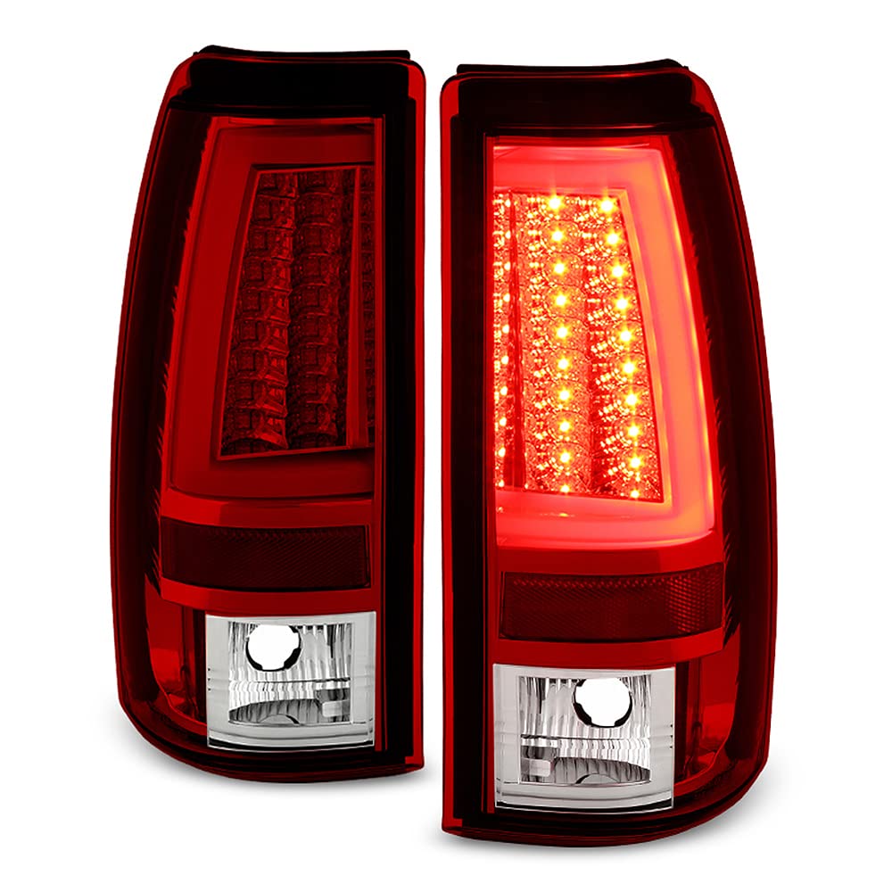 Acanii - For 2003-2006 Chevy Silverado 1500 2500Hd 3500 Red Clear Led Tube Tail Lights Brake Lamps Driver & Passenger