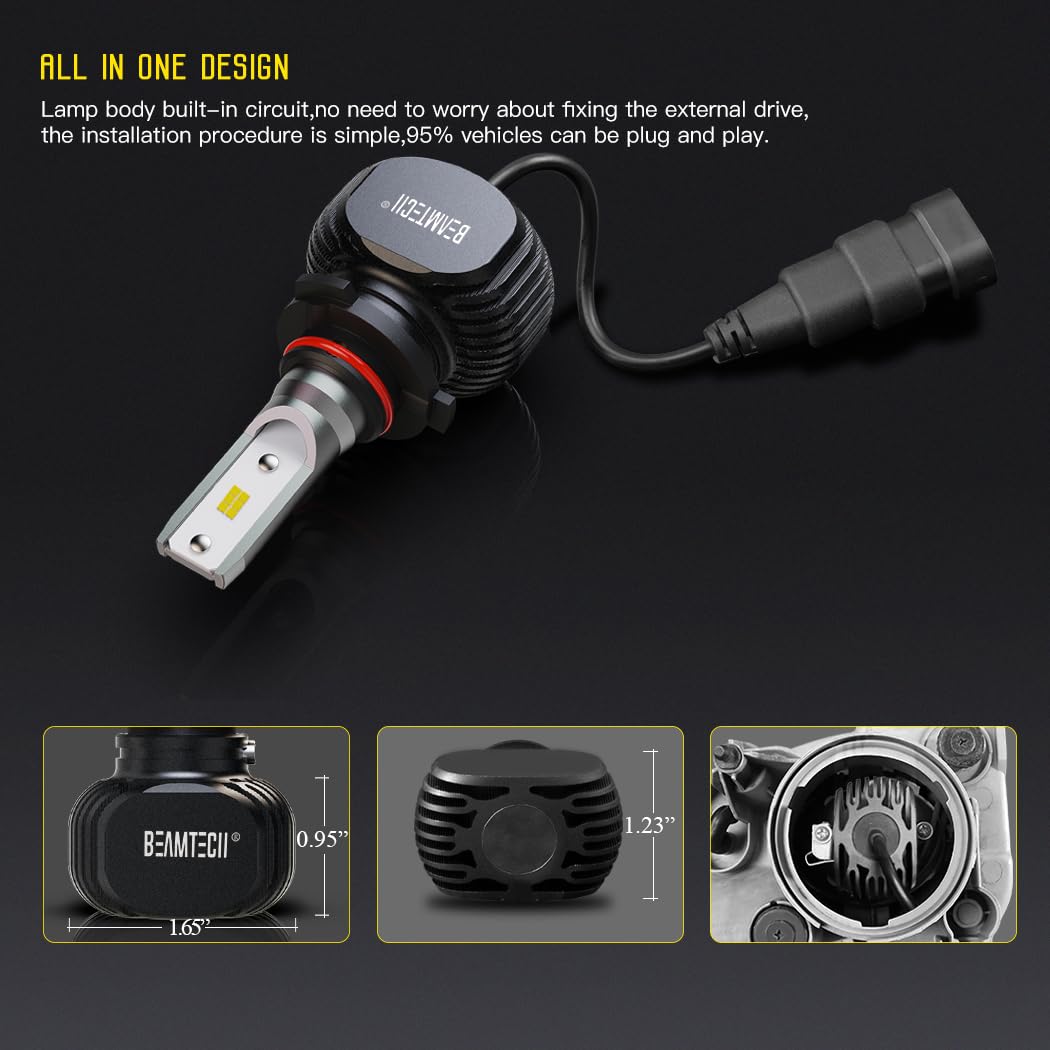 Beamtech 9005 9006 Bulbs, Fog Lights Combo, S1 Series 300% Brighter 6500K White,4 Bulbs