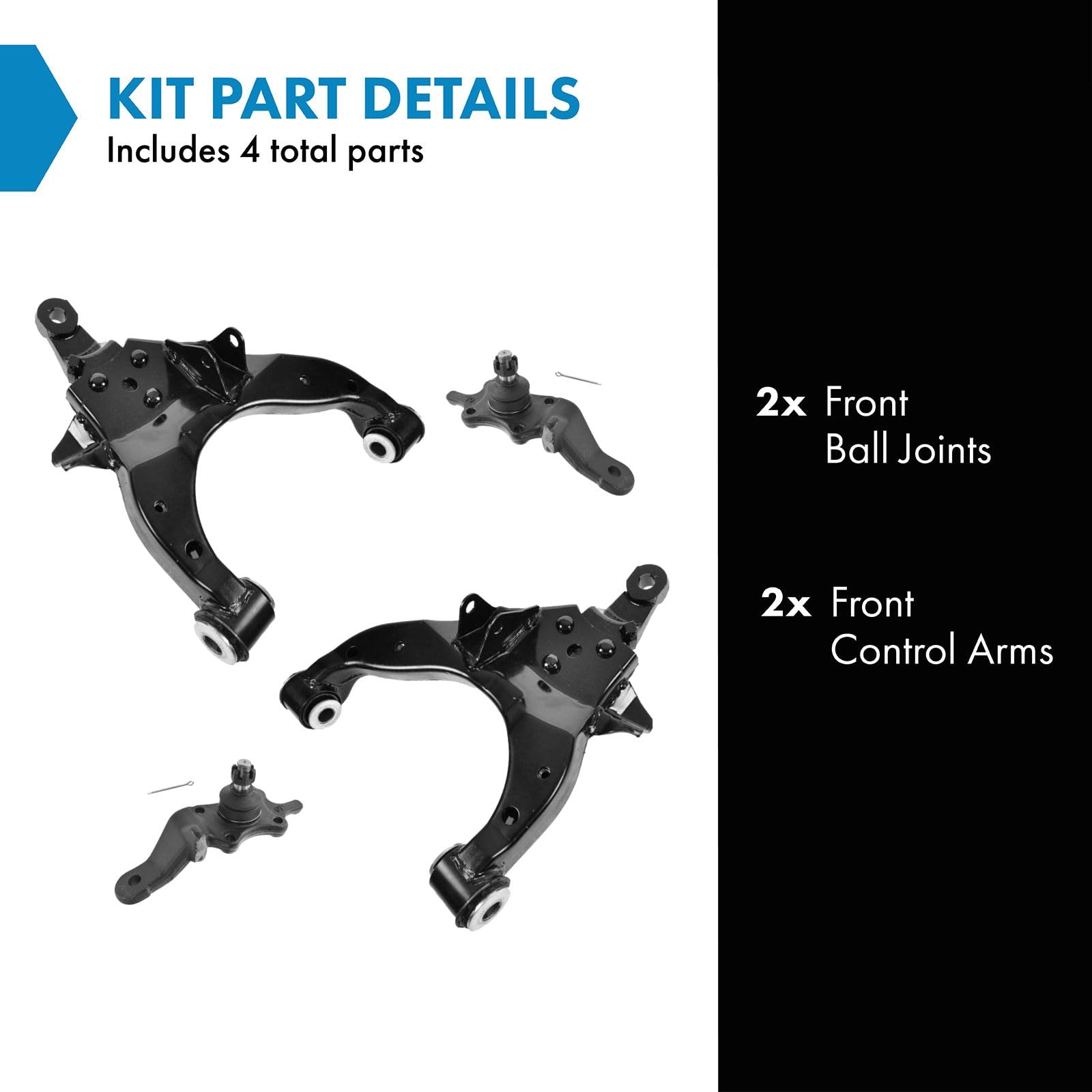 TRQ Front Lower Control Arm with Ball Joint Set Compatible with 1996-2002 Toyota 4Runner