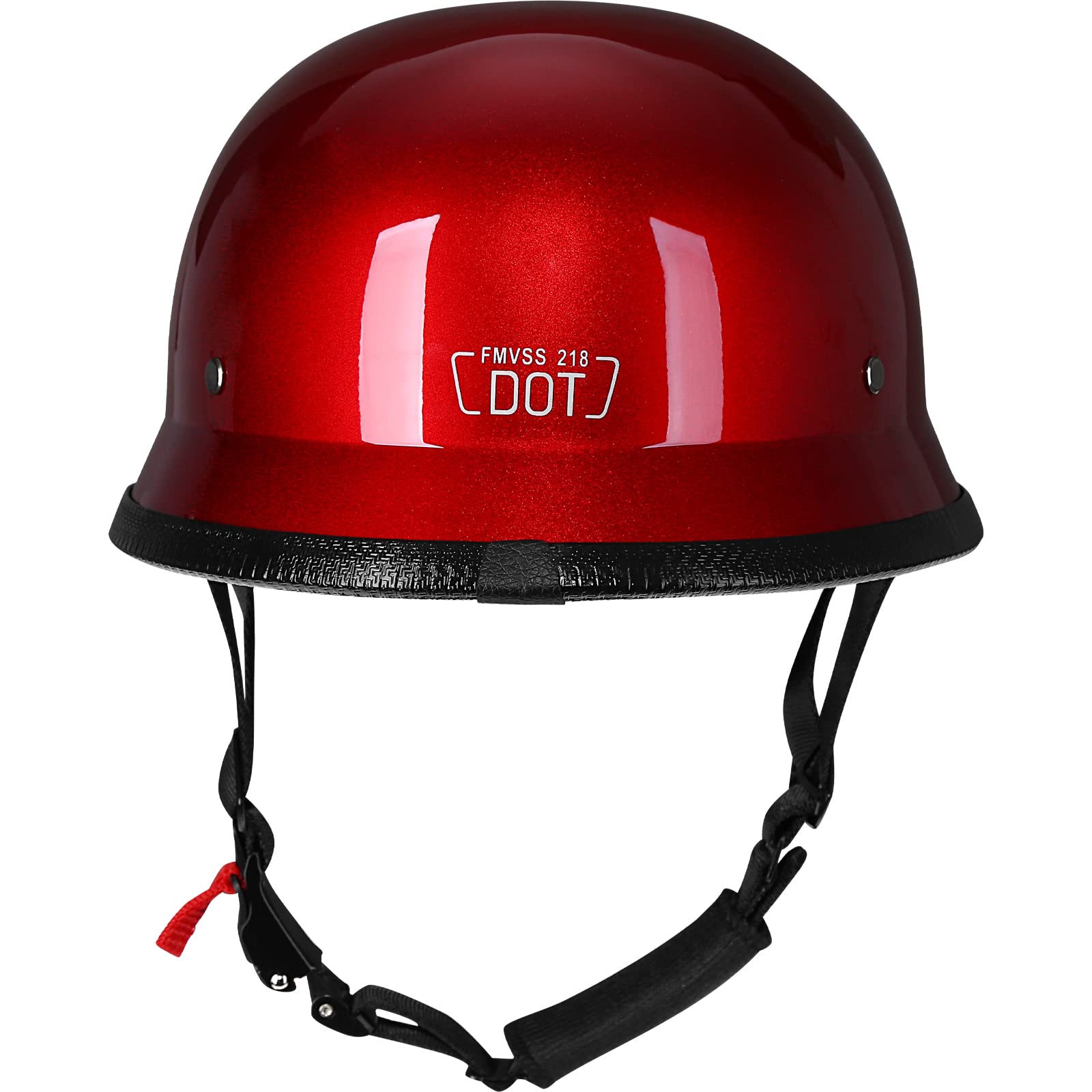 Yesmotor Helmet Half Shell German Motorcycle Helmet With Cycling Glasses - Dot Approved (Xx-Large, Red & Black Goggles)