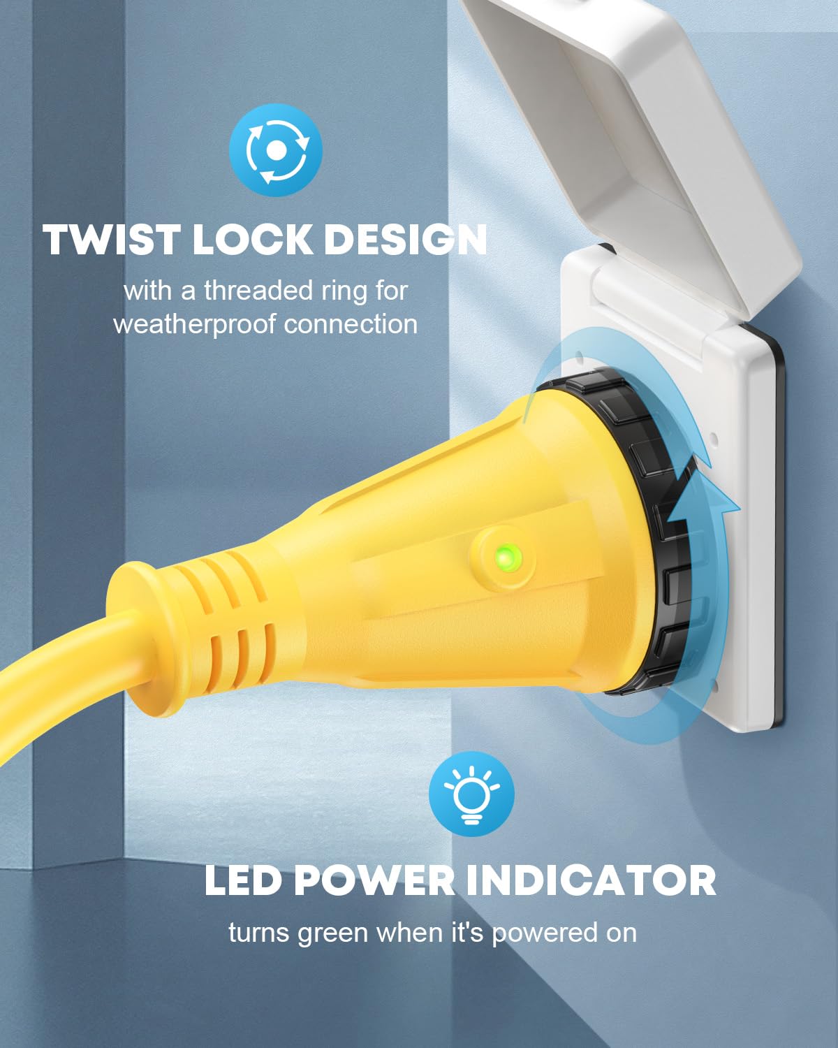 Kohree 50 Amp To 15 Amp 110V Rv Adapter Plug, 15 Amp Male To 50 Amp Female Rv Power Adapter Cord 12'', Rv Dogbone Electrical Ada