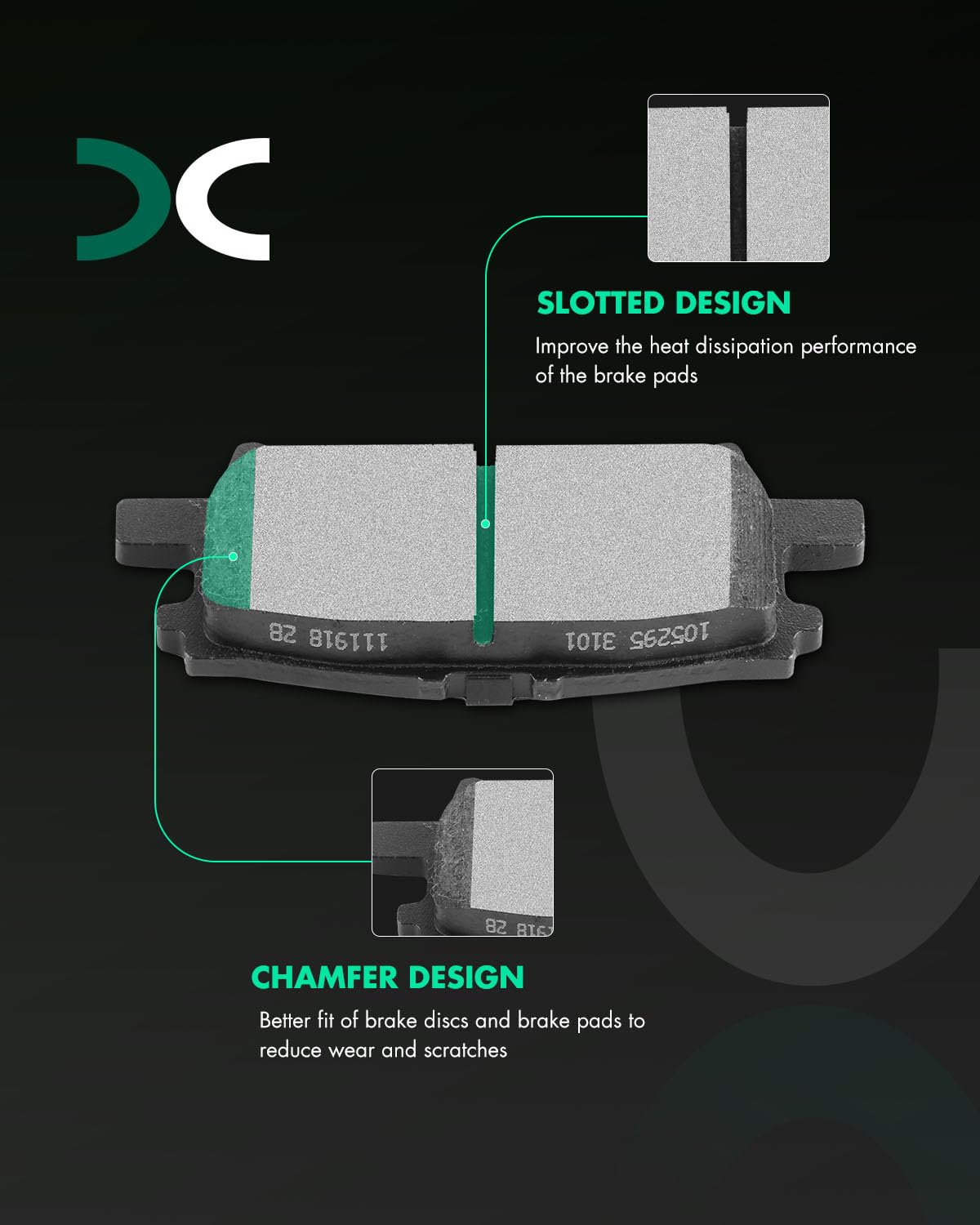 Scitoo D996 Semi-Metal Brake Pads Kits Rear Replacement For Lexus Rx330 2004-2006,For Lexus Rx350 2007-2009,For Toyota For Highl