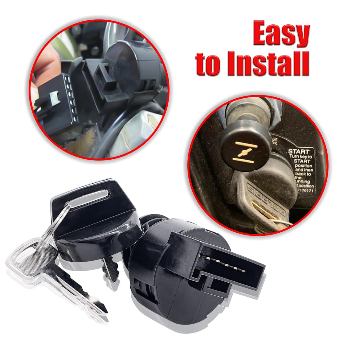 Ignition Key Switch For Polaris Ranger Scrambler Sportsman 400 500 570 800 4X4 Crew Rzr 4 550 500 Se Xp Ace 900 Atv Replaces 4012166 4011142 Off/Run Light On/Start 6 Pin 4 Position Replacement Key