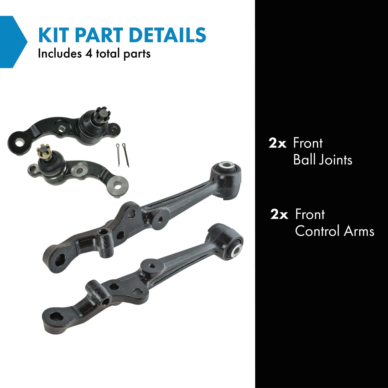 TRQ Front Lower Control Arm with Ball Joint Set Compatible with 1995-1997 Lexus LS400
