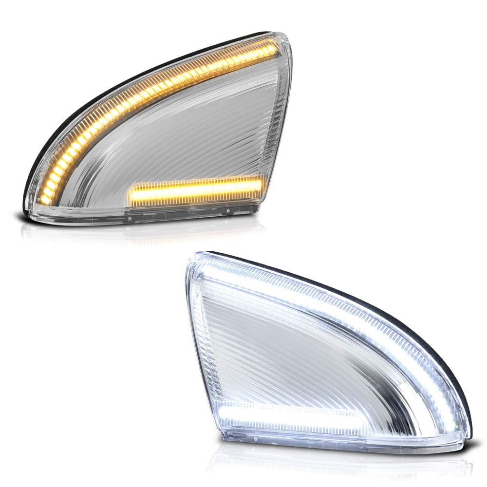 Vipmotoz Switchback Full White & Amber Led Side Mirror Turn Signal Light Puddle Lamp Assembly For 2009-2018 Compatible With Dodg