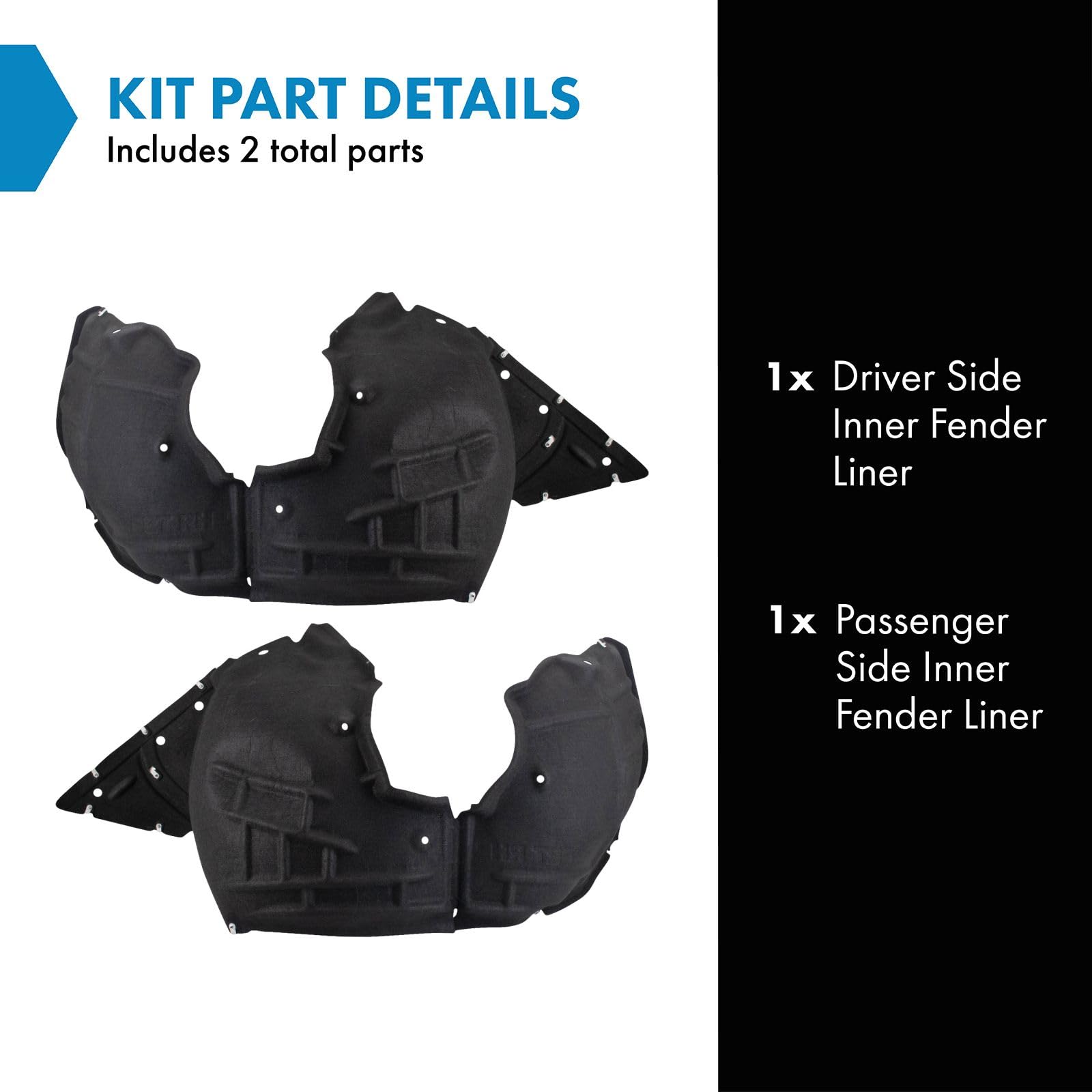 Trq Front Inner Fender Liner Set Compatible With 2016-2023 Chevrolet Camaro Gm1248295 Gm1249295