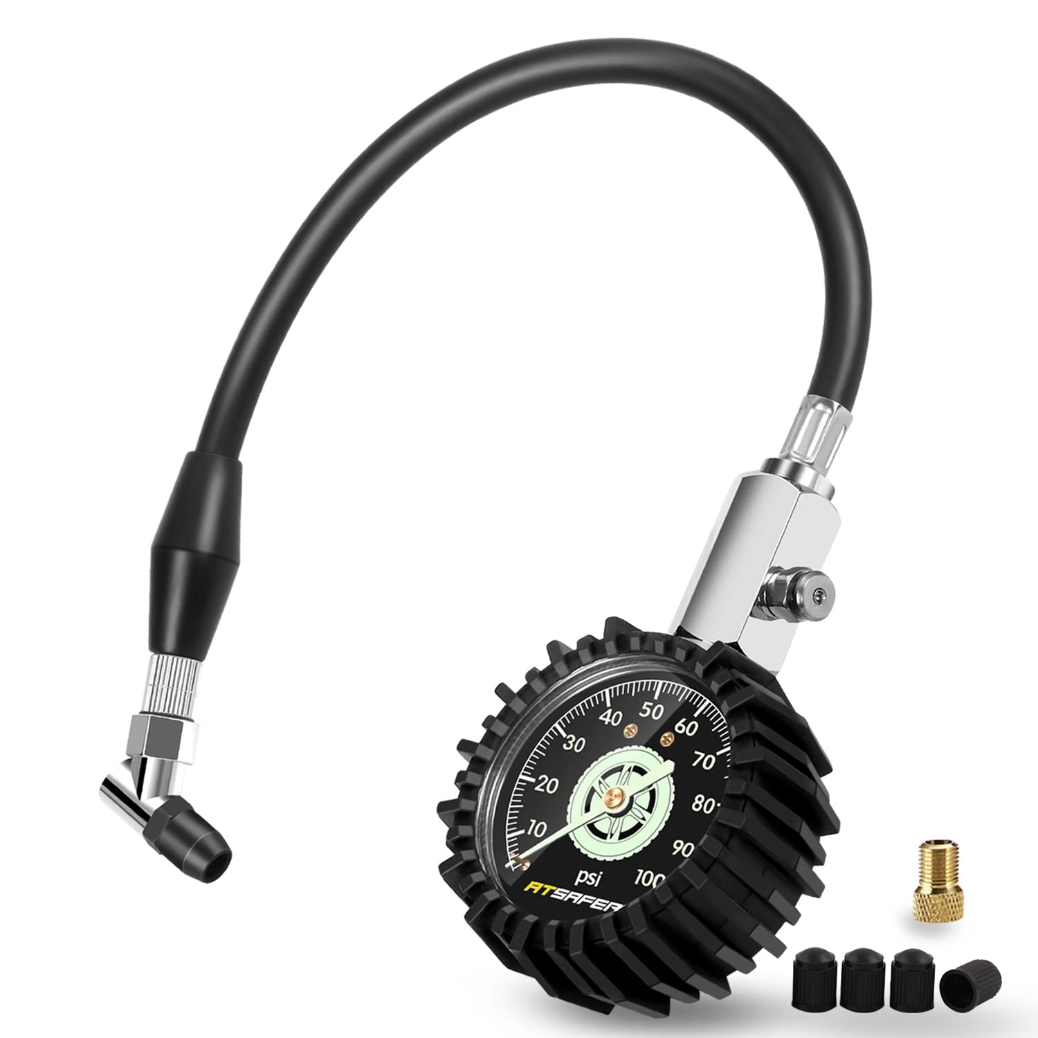 Tire Pressure Gauge 100Psi Glow In The Dark, Atsafepro 2.5? Dial Mechanical Tire Gauges For Tire Pressure, Certificated Accuracy