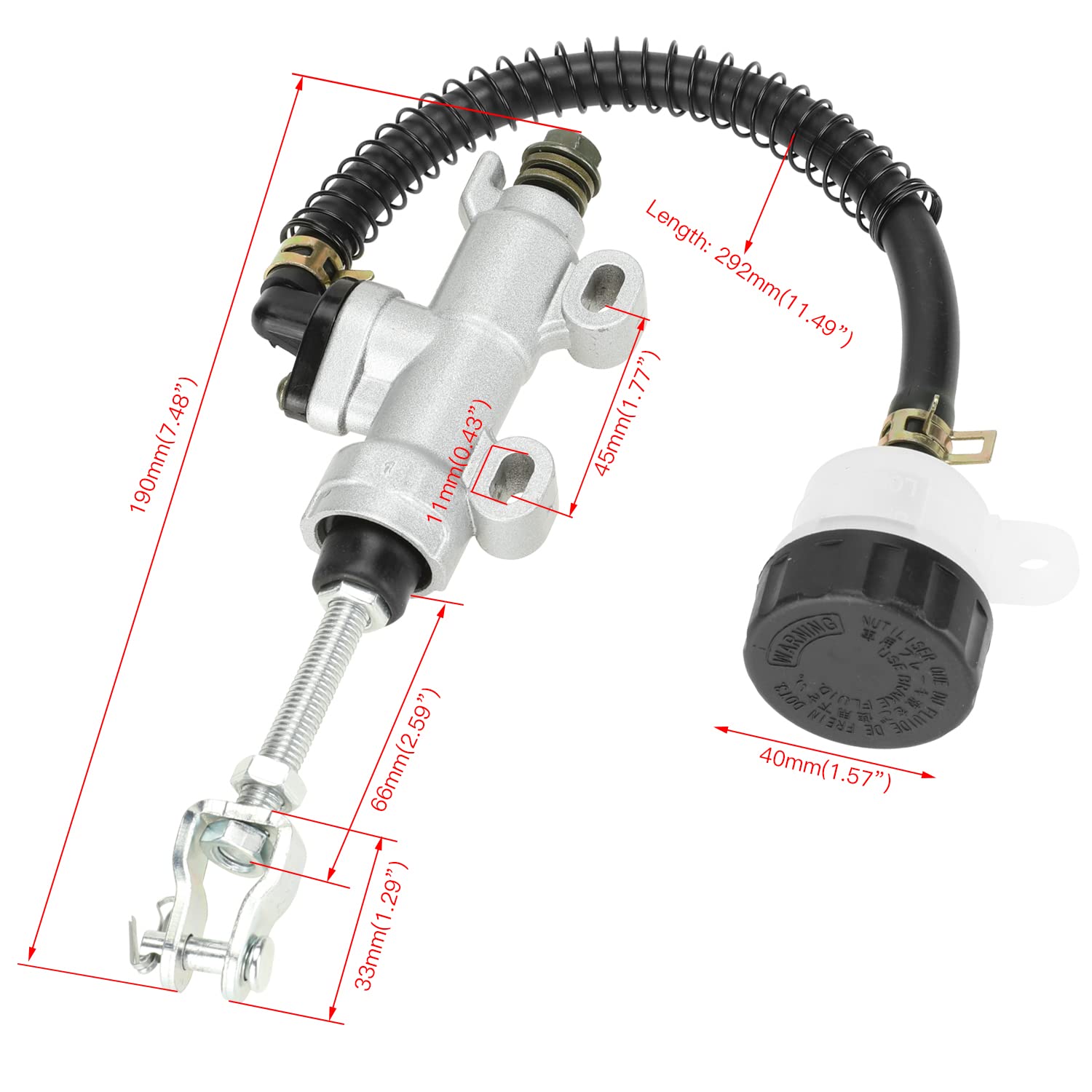 YOXUFA Rear Brake Master Cylinder Reservoir Hose Line for 90cc 110cc 125cc 150cc 200cc 250cc Arctic Cat Suzuki Chinese ATV Quad