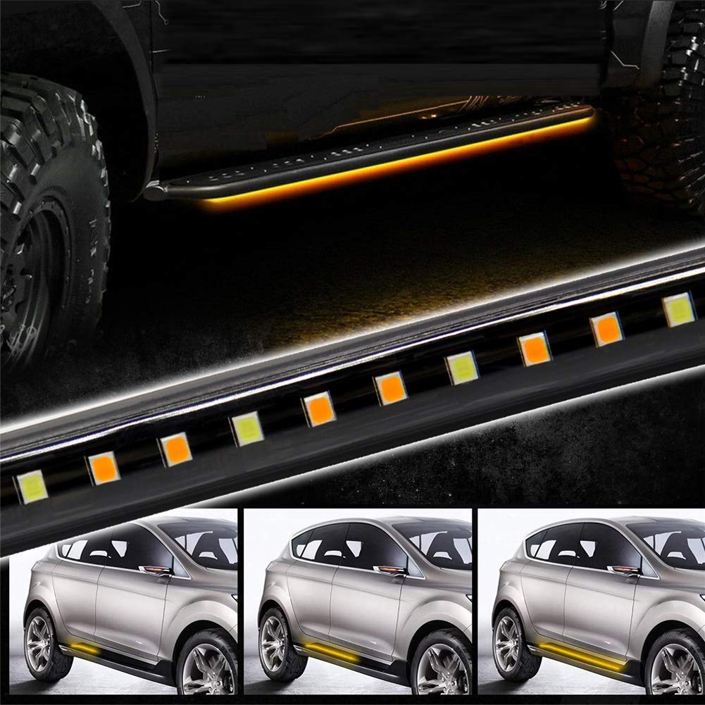 Opl5 Truck Led Running Board Lights Amber Turn Signal Lights Sequential Side Maker Lighting Kits With 2Pcs 48 Inch White Courtes