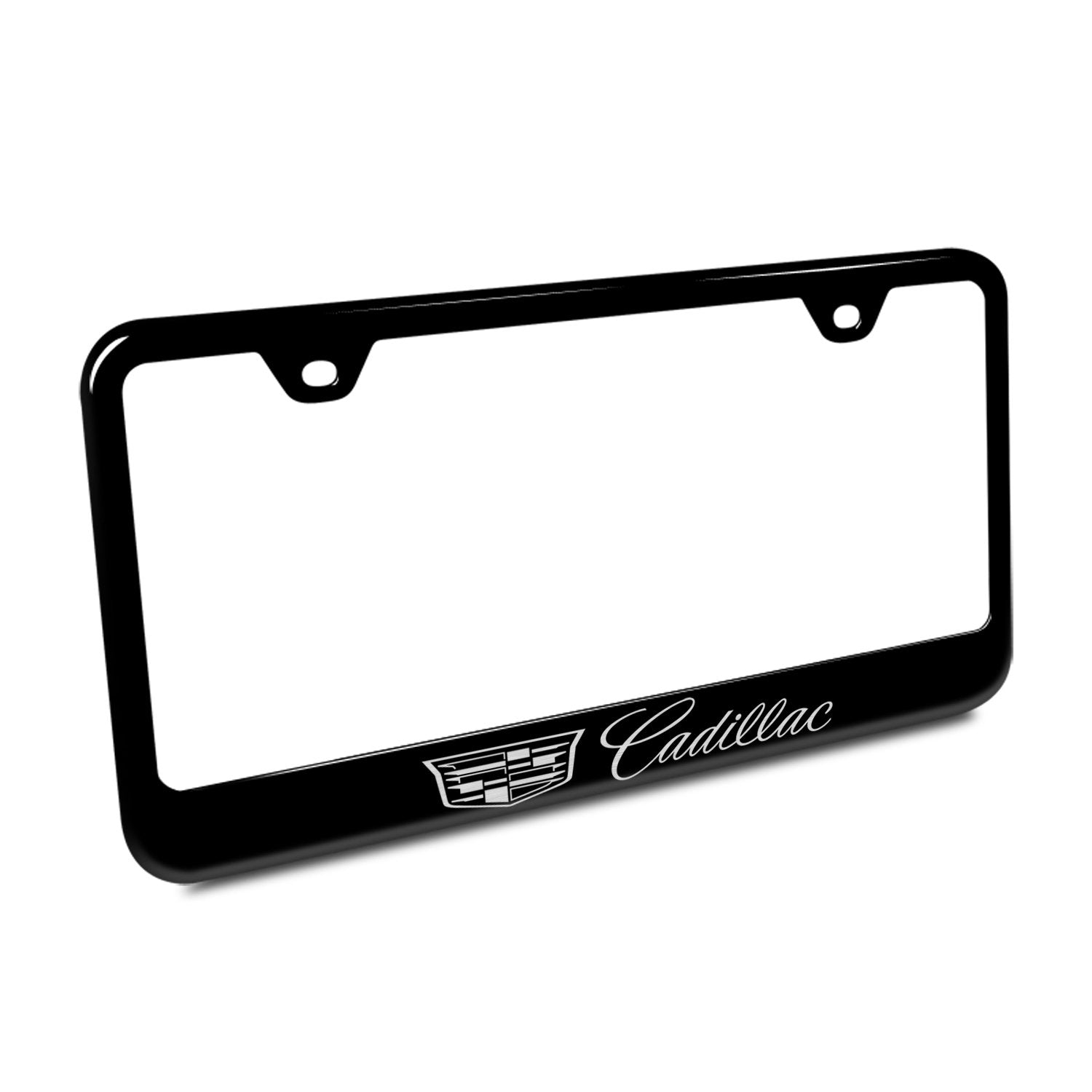 Au-Tomotive Gold Laser Etched License Plate Frame For Cadillac Cadillac (Black)