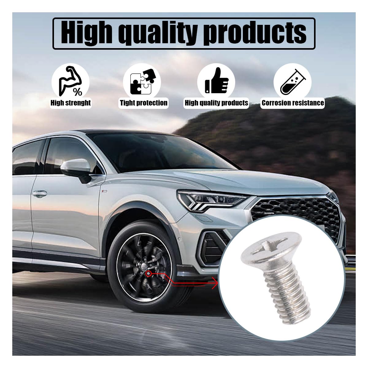 Joycourt 4-Pack Screw For Rotor Brake Disc Retaining, Retaining Hardware Bolts Screw Kit, Compatible With Honda, Acura, Hyundai And Kia Models, Stainless Steel Brake Disc Rotor For Front And Rear