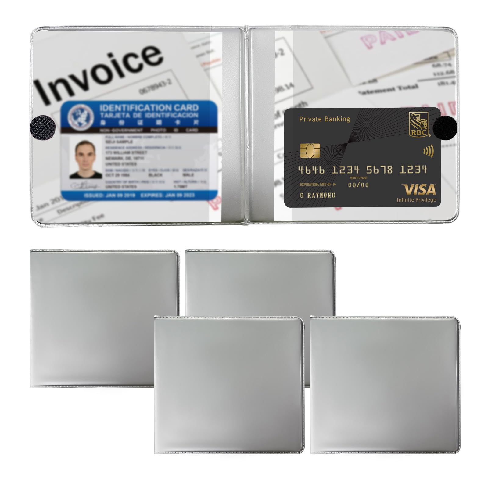 Ziciner 4PCS Car Registration and Insurance Holder, 5.2''   4.7'' Leather Auto Glove Box Organizer with Closure, Essential Car D