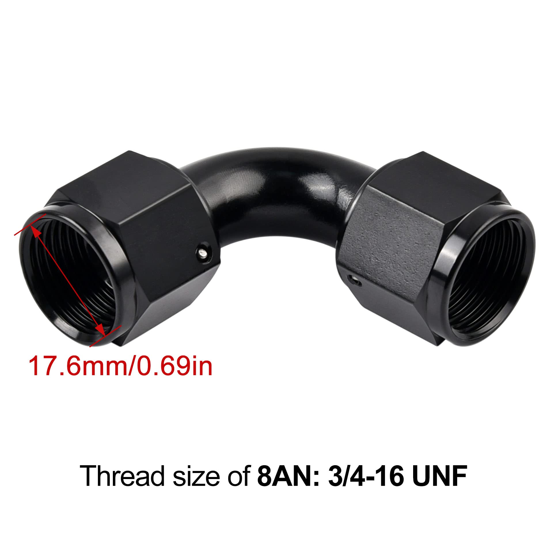 Evil Energy 8An Female To 8An Female 90 Degree Swivel Coupler Union Fitting Adapter Aluminum Black