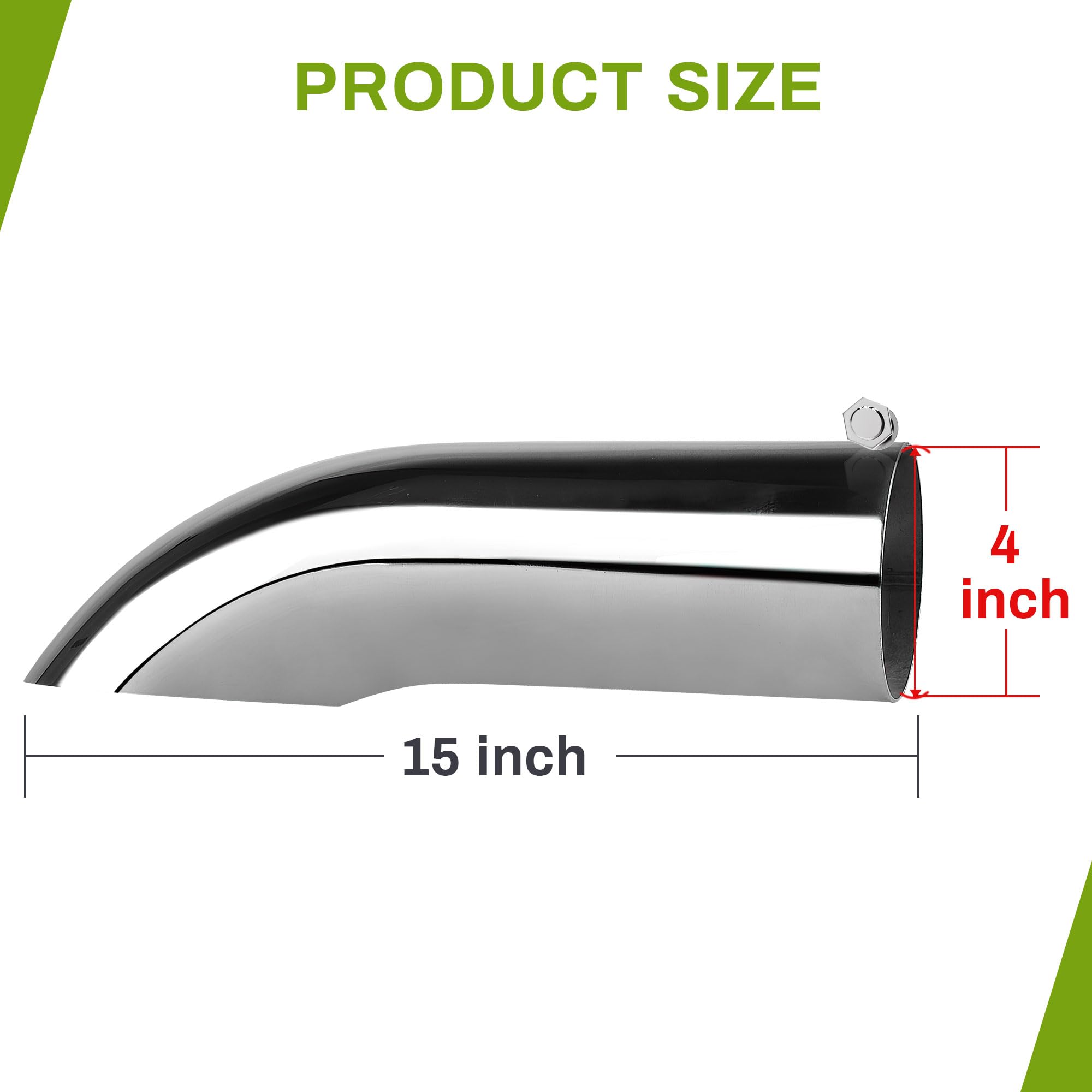 AUTOSAVER88 3 Inch Turn Down Exhaust Tip, 3'' Inlet 3'' Outlet 12'' Overall Length Chrome-Plated Stainless Steel Diesel Exhaust