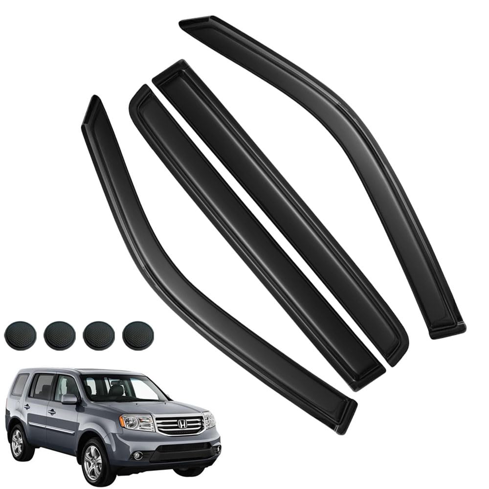 Letingfar Rain Guards For Honda Pilot 2009-2015, Tape-On Side Window Deflectors, Window Visors For Honda Cars, 4 Rain Guards & 4