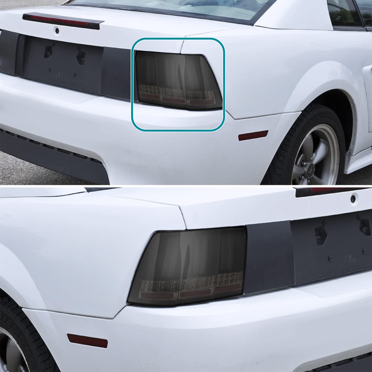 Spec-D Tuning Glossy Black Housing Smoke Lens Sequential Led Bar Tail Lights Compatible With 1999-2004 Ford Mustang, Left + Righ