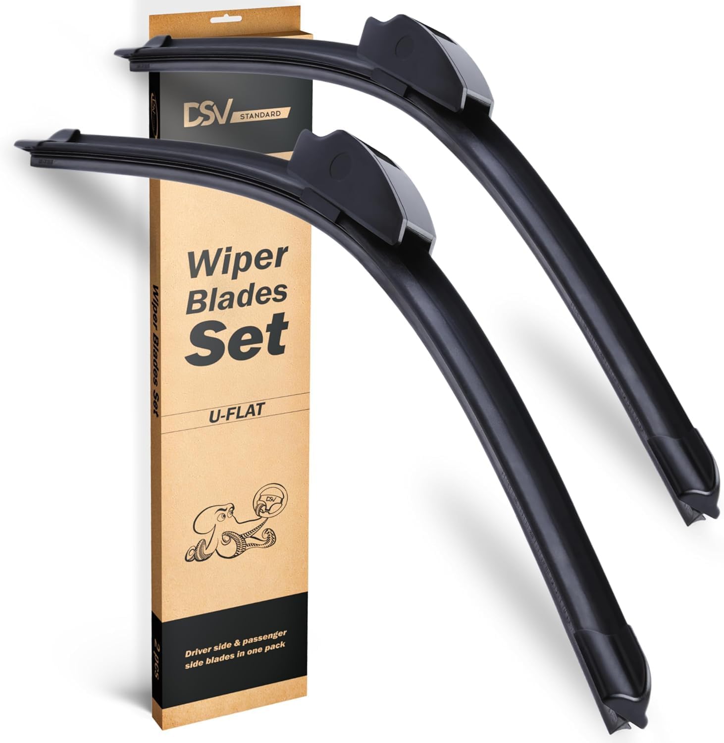 Oem Quality Windshield Wiper Blades, 22    And 21    Dsv Standard Car Wiper Blades With Universal U/J Hook, Automotive Replaceme