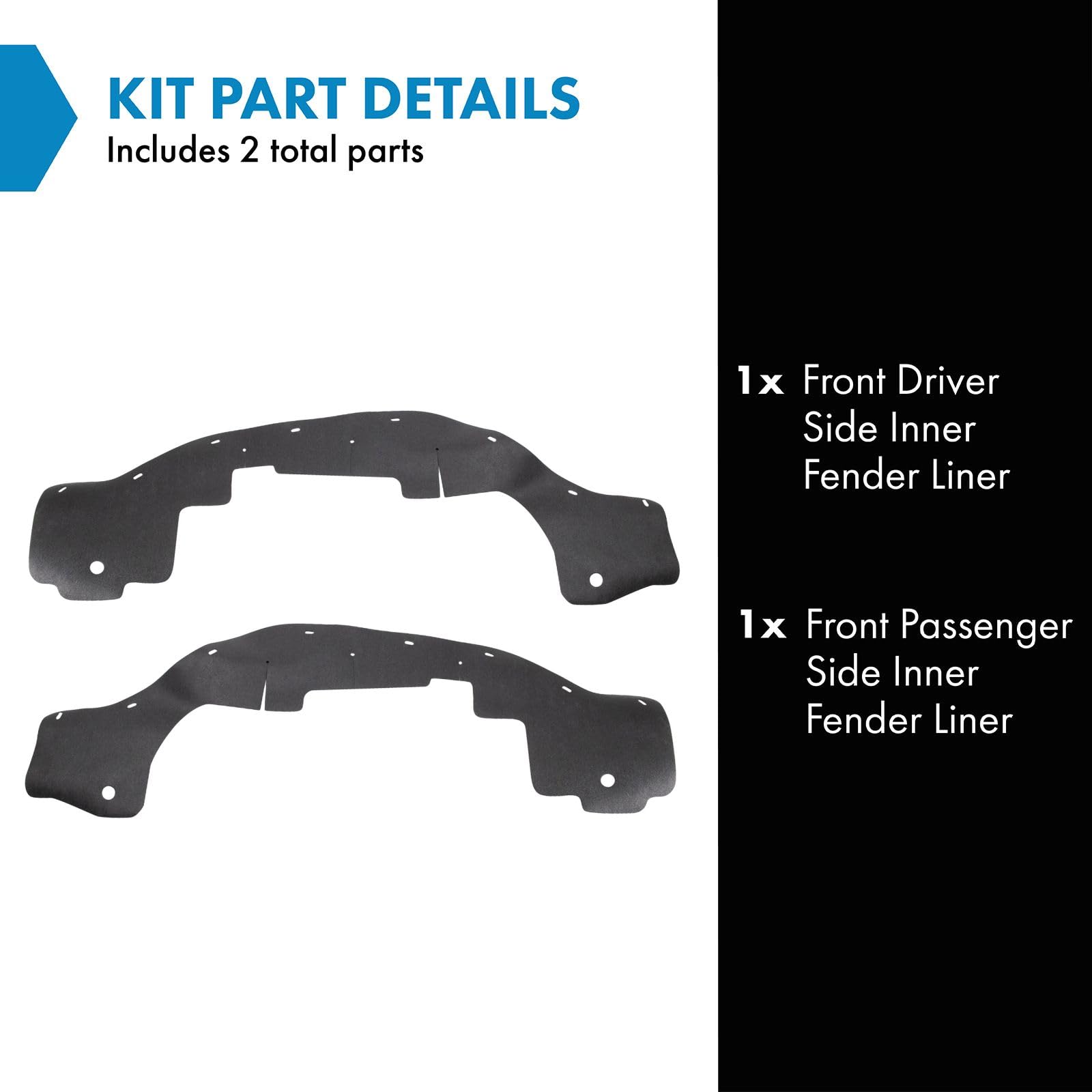 Trq Front Inner Fender Liner Set Compatible With 2003-2014 Chevrolet Express 1500 2003-2023 Express 2500 Express 3500 Gmc Savana