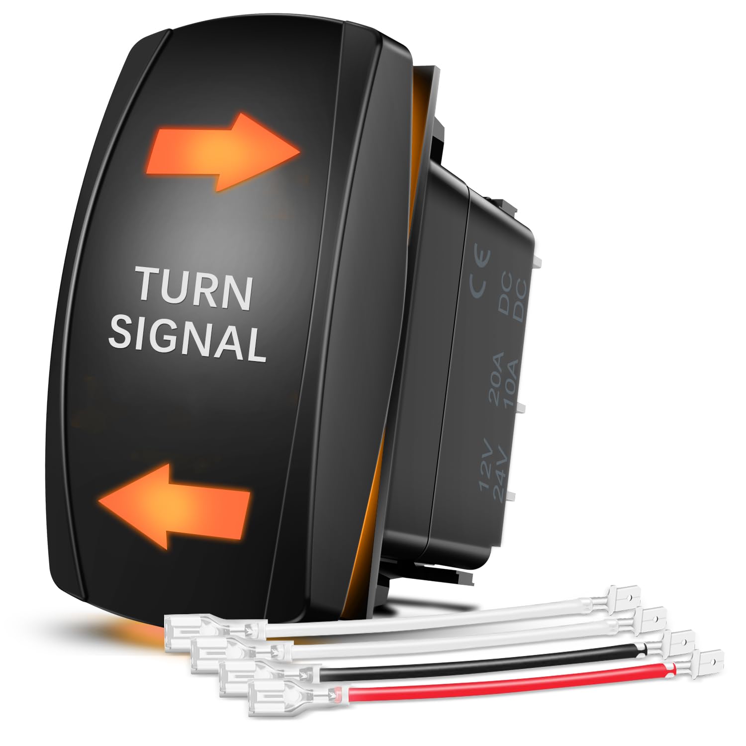 Nilight Turn Signal Switch Amber 4Pin On Off On Rocker Switch Laser Etched Spdt Toggle Switches 12V 20A 24V 10A Jumper Wires For